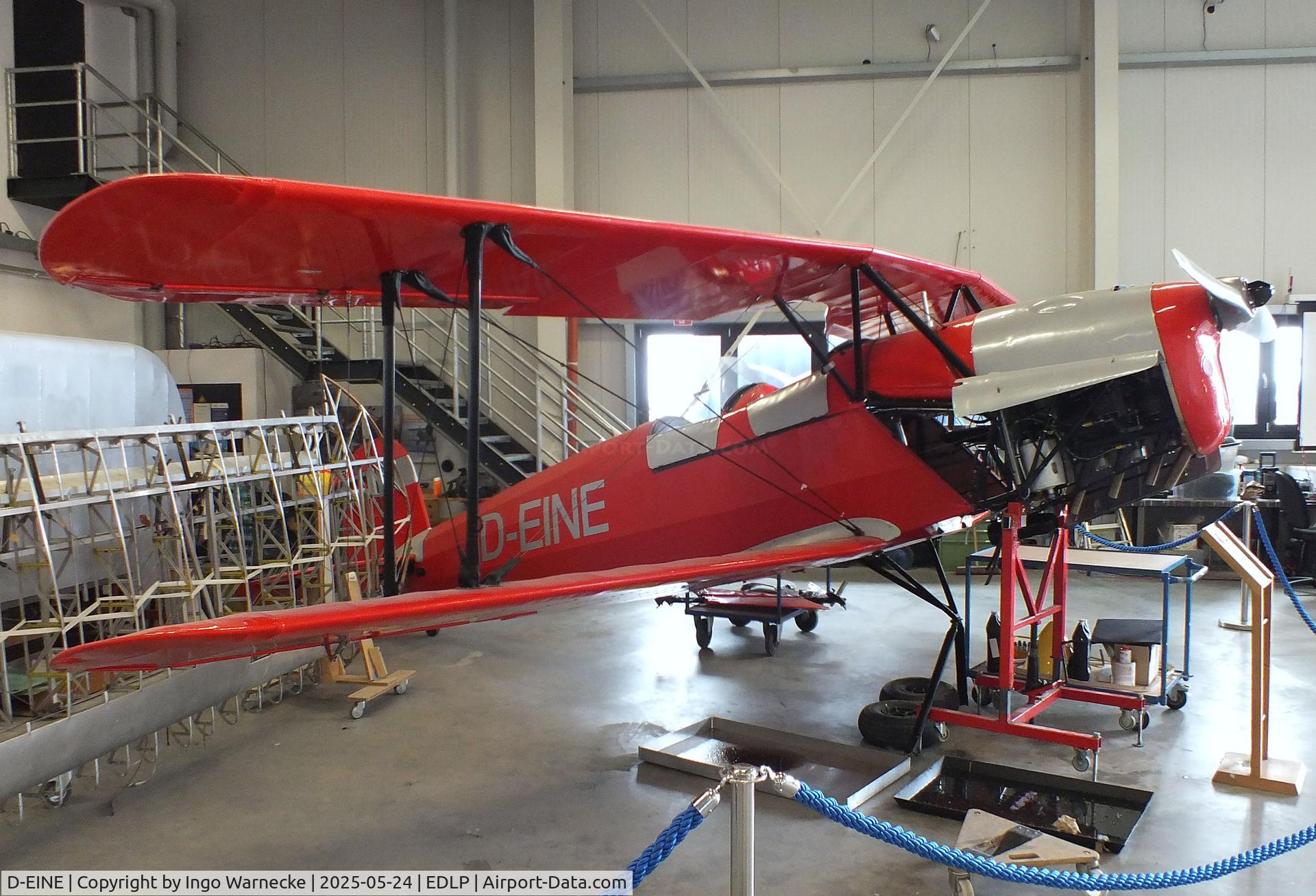 D-EINE, CASA 1-131E Jungmann C/N 2202, CASA 1.131E (E3B) (spanish license built Bücker Bü 131 Jungmann, undergoing maintenance) at the 2025 Quax Hangartage / Hangardays at Paderborn Lippstadt airport