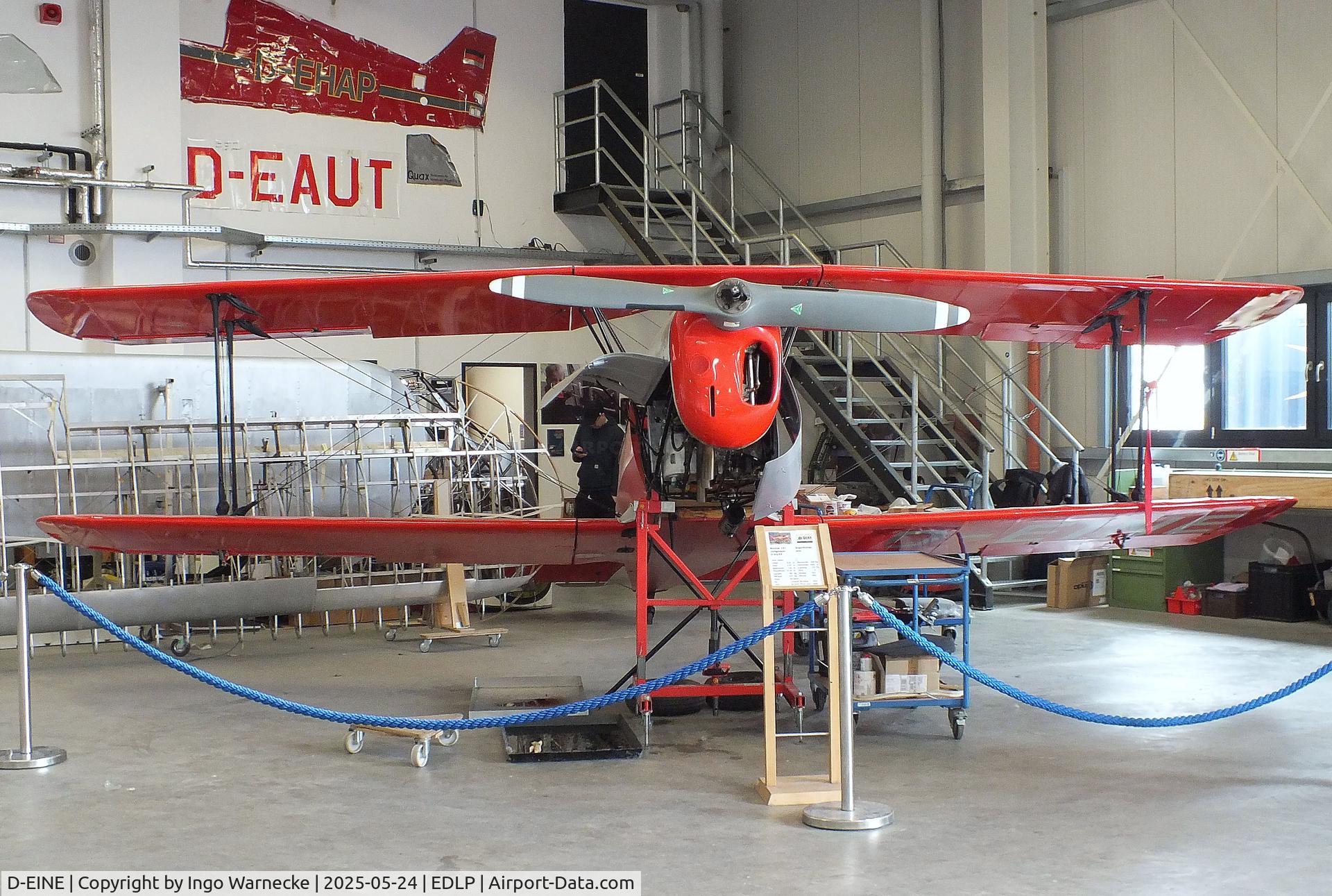 D-EINE, CASA 1-131E Jungmann C/N 2202, CASA 1.131E (E3B) (spanish license built Bücker Bü 131 Jungmann, undergoing maintenance) at the 2025 Quax Hangartage / Hangardays at Paderborn Lippstadt airport