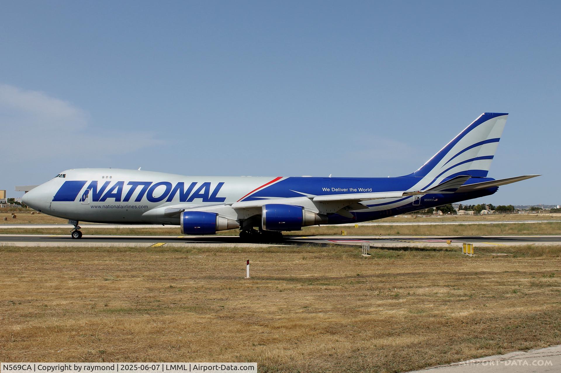 N569CA, 2007 Diamond DA-40 Diamond Star C/N 40.823, Boeing 747-409F of National Airlines reg N569CA taxying out for departure from Malta.