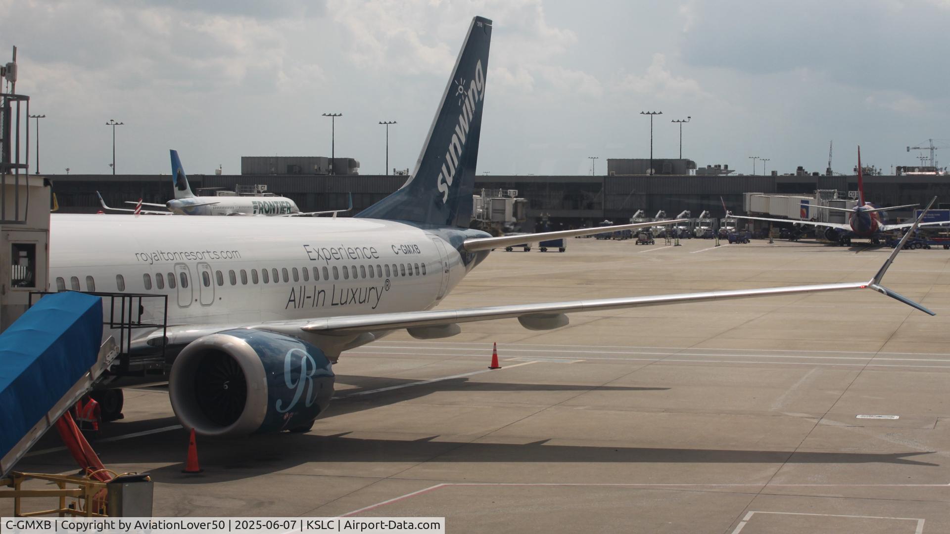 C-GMXB, 2018 Boeing 737-8 MAX C/N 60387, Sunwing Royalton Luxury Resorts MAX 8, operated by WestJet after recent obtainment of Sunwing