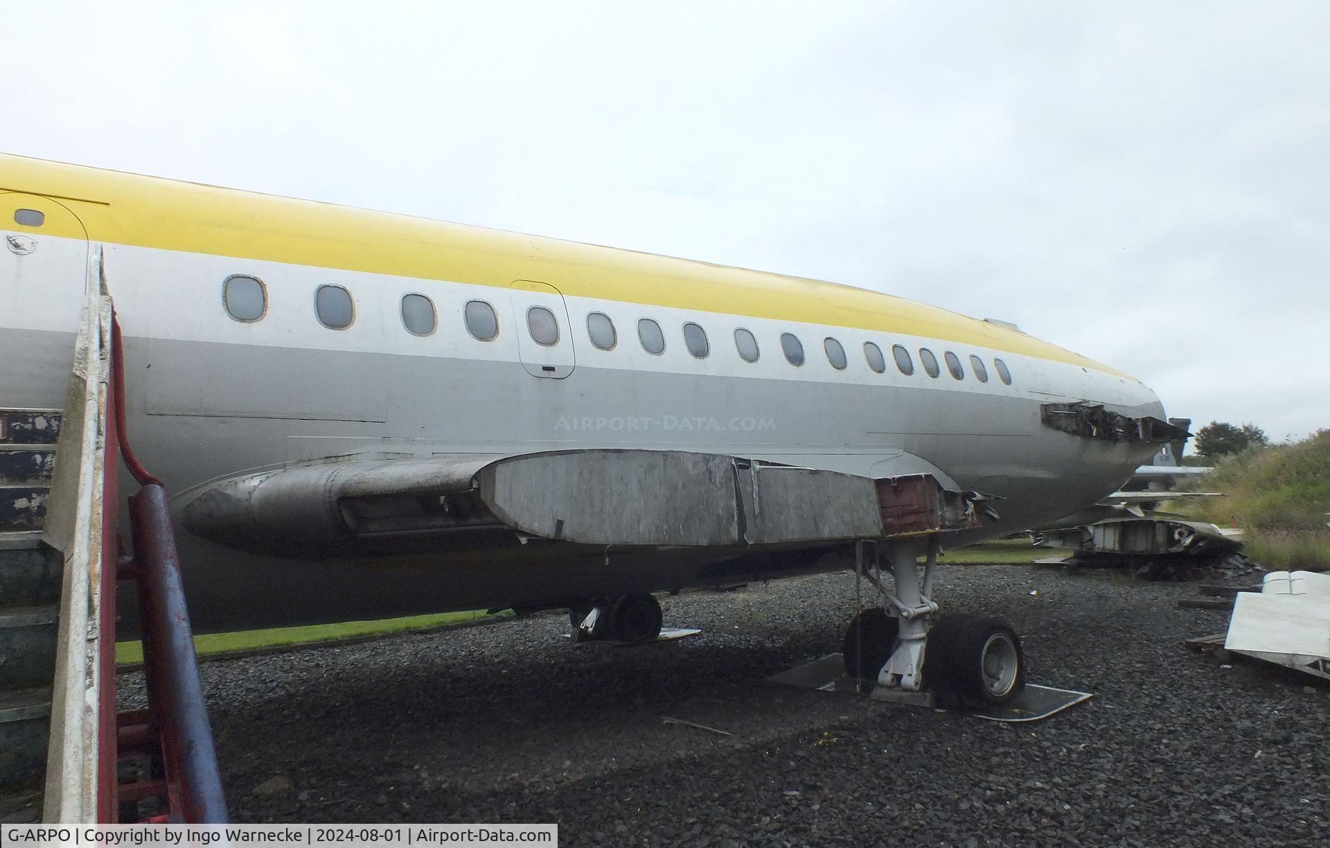 G-ARPO, 1965 Hawker Siddeley HS-121 Trident 1C C/N 2116, Hawker Siddeley HS.121 Trident 1C (wings/tailplanes/engines dismounted) at the NELSAM, Sunderland