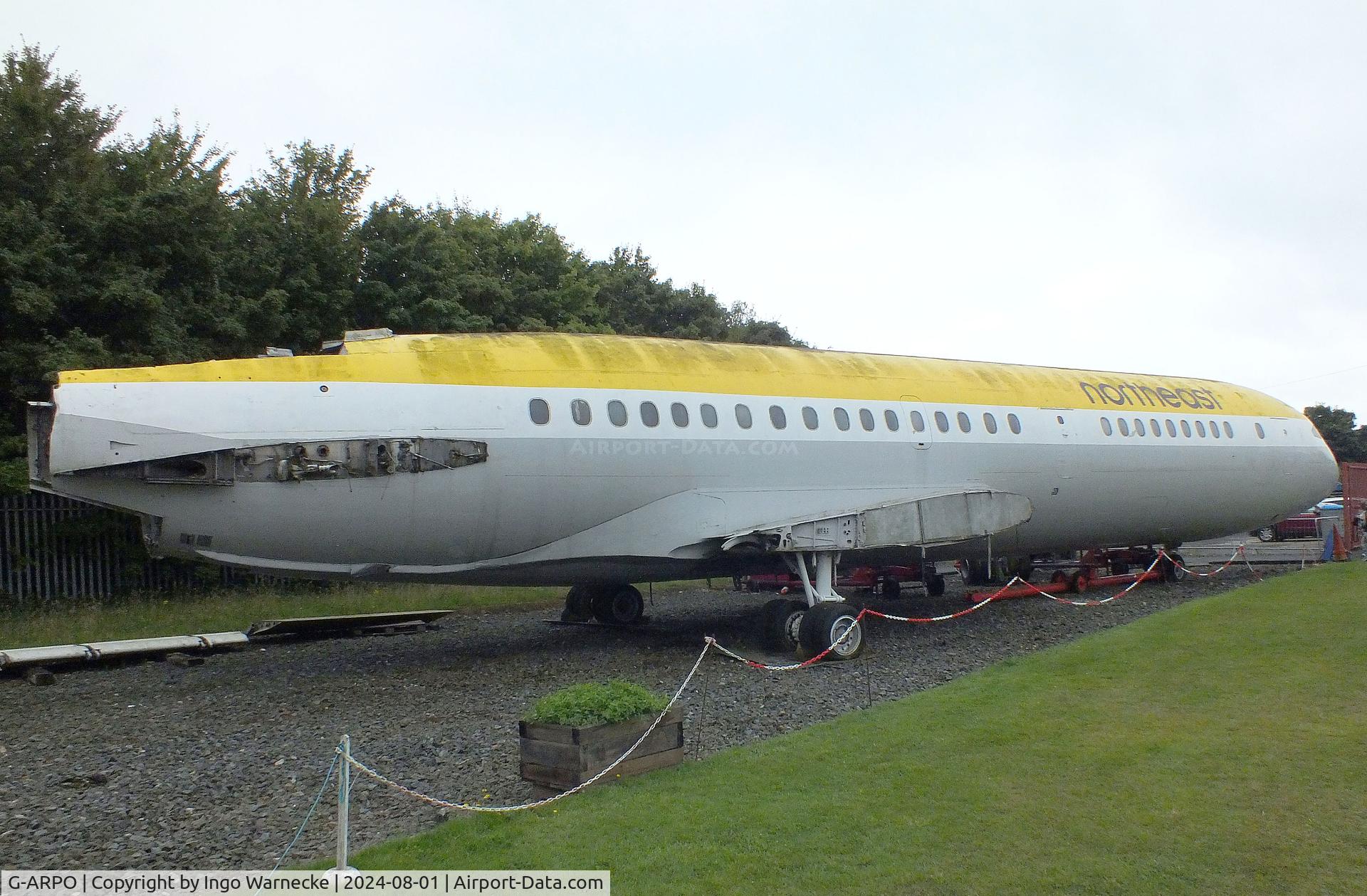 G-ARPO, 1965 Hawker Siddeley HS-121 Trident 1C C/N 2116, Hawker Siddeley HS.121 Trident 1C (wings/tailplanes/engines dismounted) at the NELSAM, Sunderland
