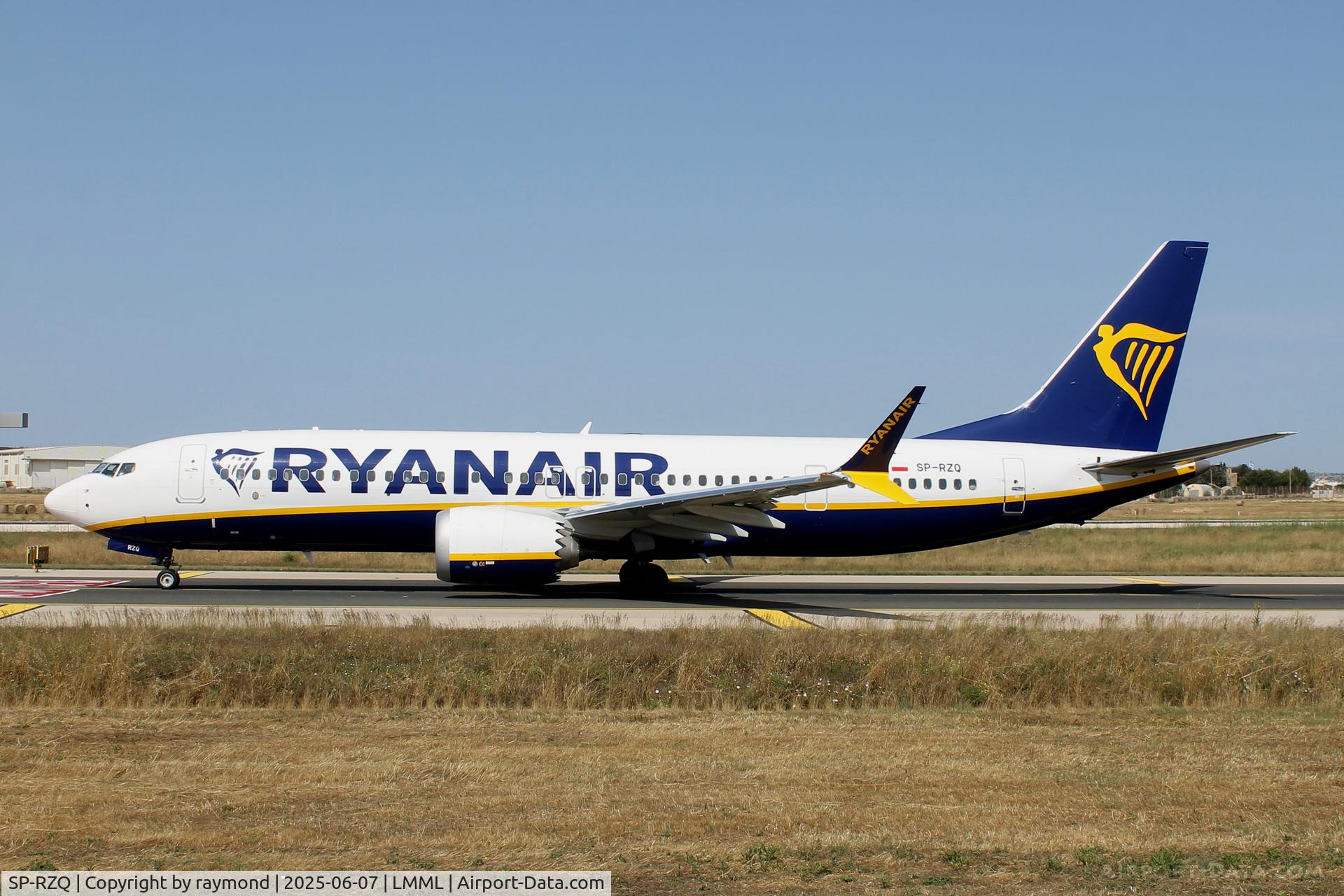 SP-RZQ, Boeing 737-8 MAX 200 C/N 67119, Ryanair Sun Boeing 737-8 MAX 200 reg SP-RZQ taxying out for departure from Malta.