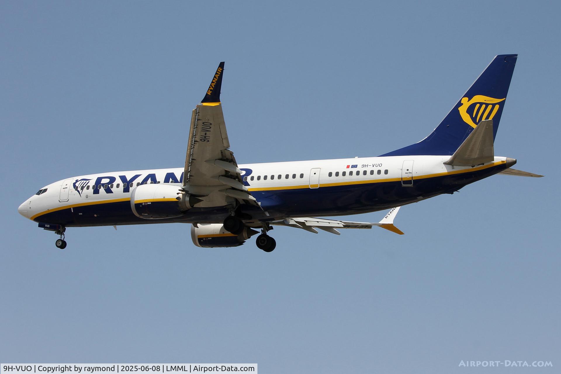 9H-VUO, 2021 Boeing 737-8-200 MAX C/N 65884, Malta Air Boeing 737-8 MAX 200 reg 9H-VUO landing on RW23 in Malta.