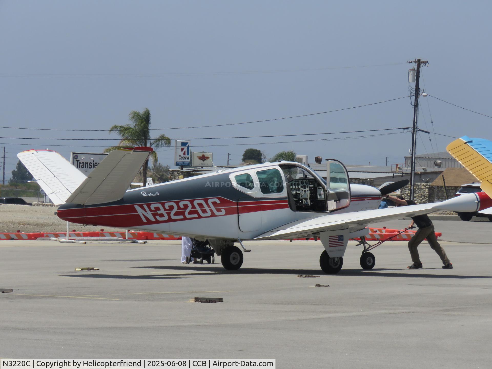 N3220C, 1954 Beech E35 C/N D-3884, Being pushed back into parking spot
