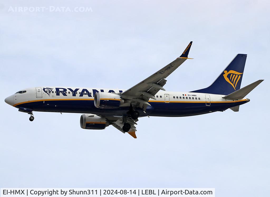 EI-HMX, 2022 Boeing 737-8-200 MAX C/N 65893, Landing rwy 24R