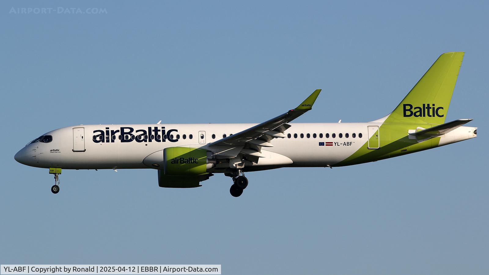 YL-ABF, 2021 Airbus A220-300 C/N 55133, at ebbr