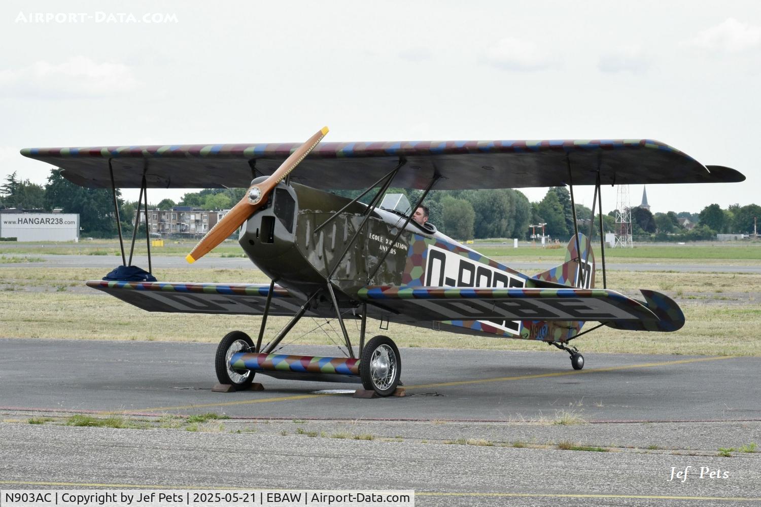 N903AC, 1985 Fokker D-VII replica C/N 02, Engine run and brake test at Antwerp Airport.
