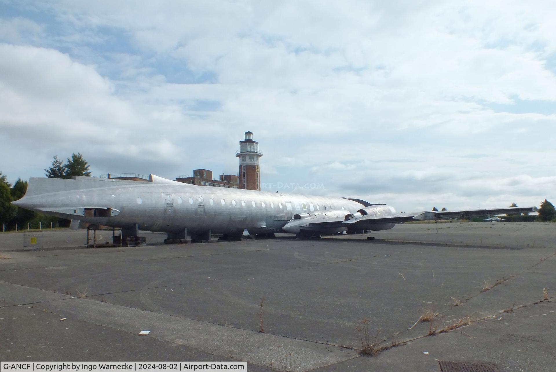 G-ANCF, 1959 Bristol 175 Britannia 308F C/N 12922, Bristol Britannia 308F being restored at the Speke Aerodrome Heritage Group Collection, behind the old terminal of Speke Airport, Liverpool