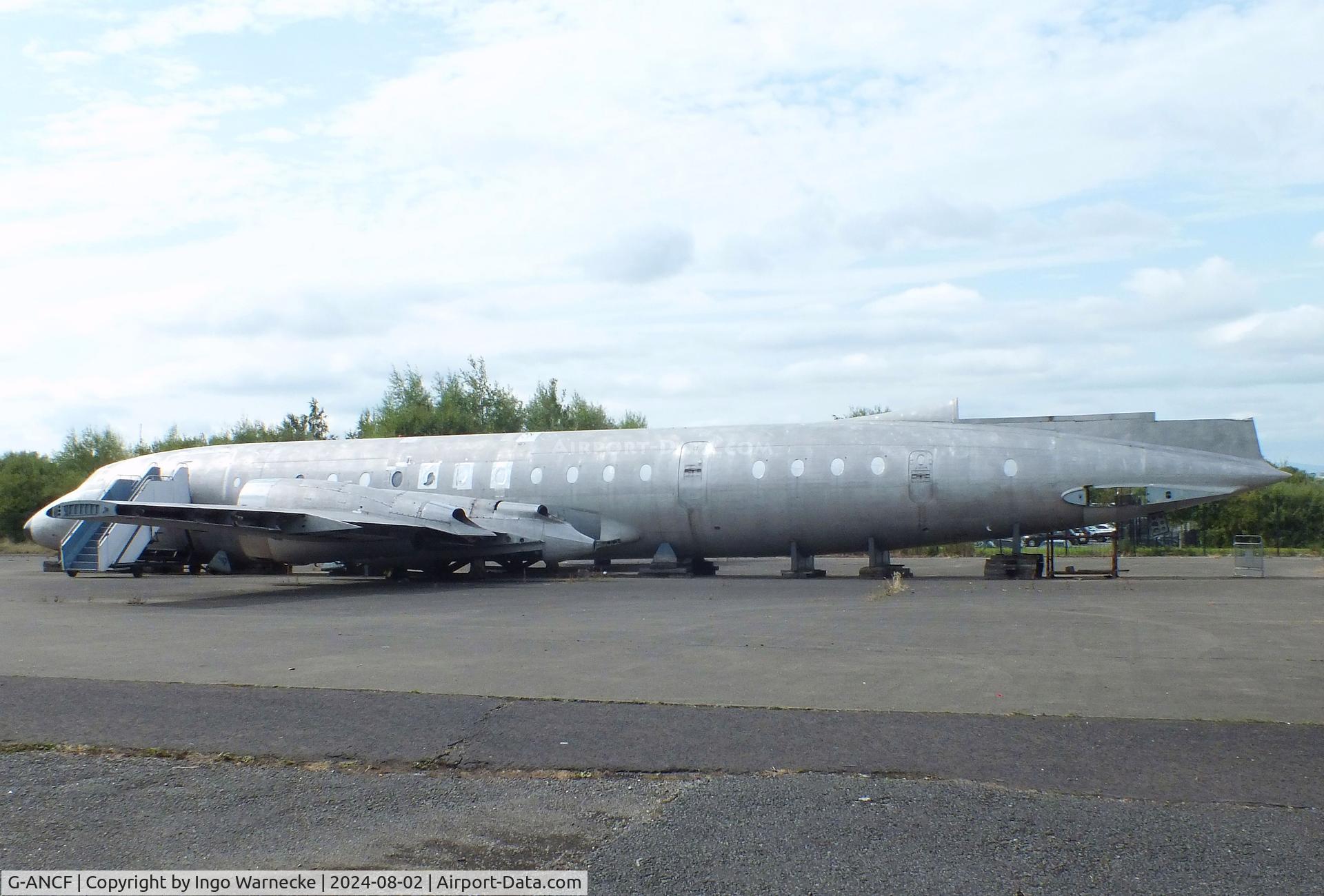 G-ANCF, 1959 Bristol 175 Britannia 308F C/N 12922, Bristol Britannia 308F being restored at the Speke Aerodrome Heritage Group Collection, behind the old terminal of Speke Airport, Liverpool