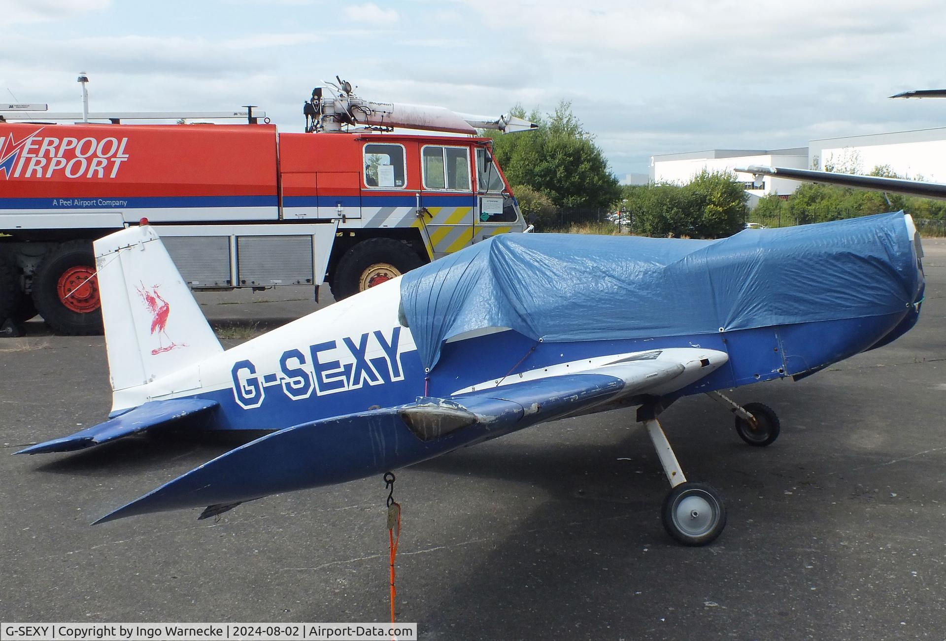 G-SEXY, 1970 American Aviation AA-1 Yankee C/N AA1-0042, American Aviation AA-1 Yankee awaiting final restoration at the Speke Aerodrome Heritage Group Collection, behind the old terminal of Speke Airport, Liverpool