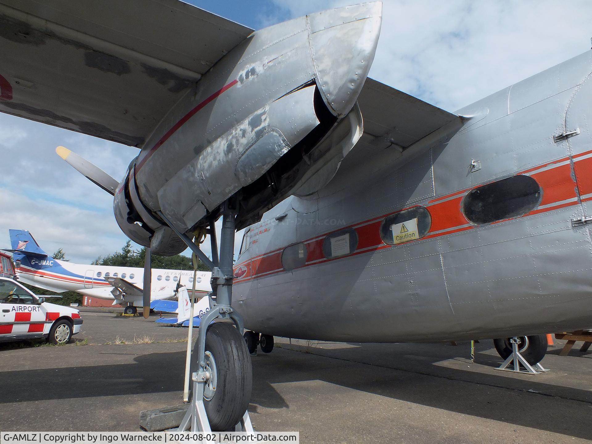 G-AMLZ, Percival P-50 Prince 6E C/N P50-46, Percival P.50 Prince 6E at the Speke Aerodrome Heritage Group Collection, behind the old terminal of Speke Airport, Liverpool