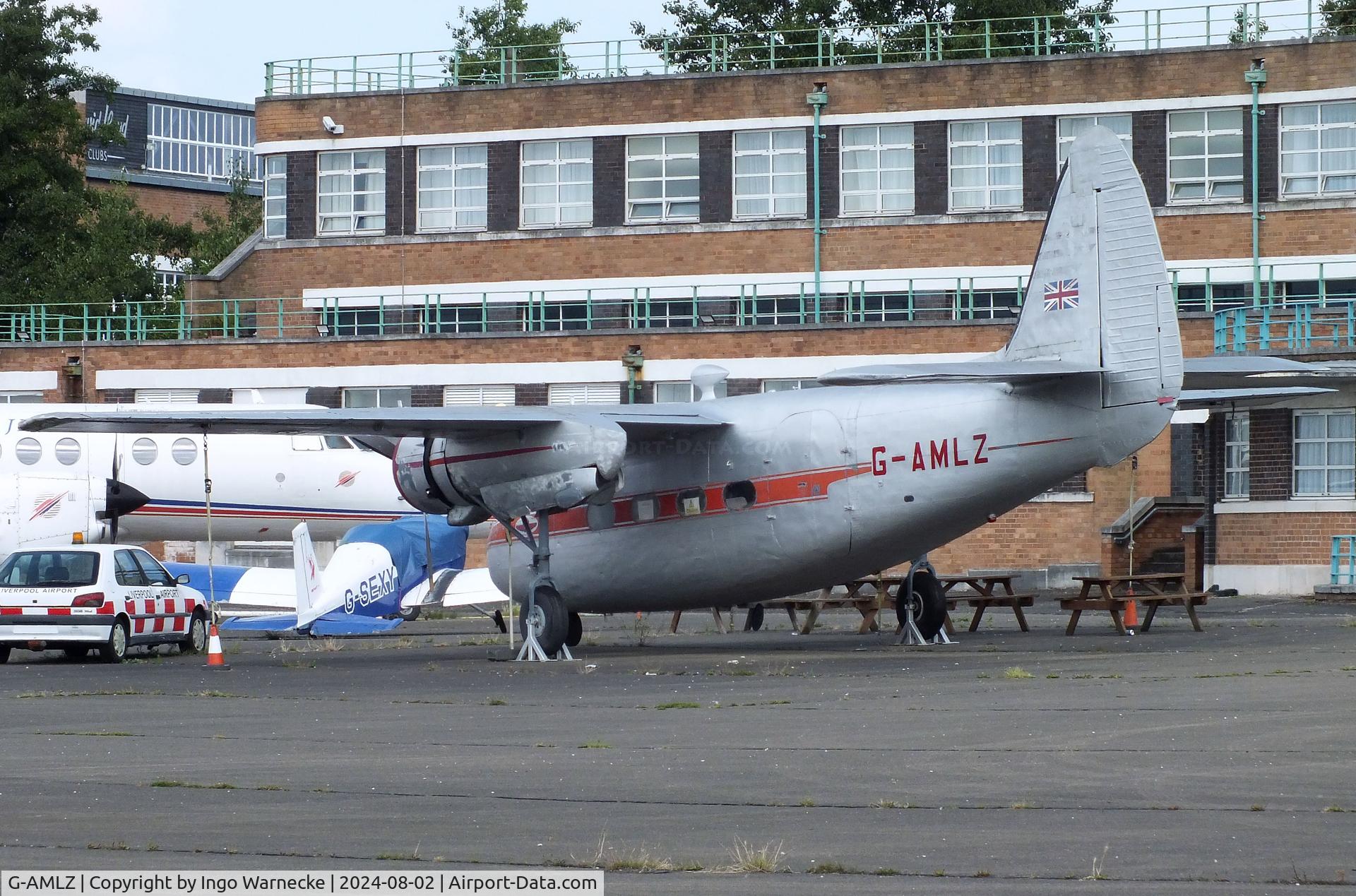 G-AMLZ, Percival P-50 Prince 6E C/N P50-46, Percival P.50 Prince 6E at the Speke Aerodrome Heritage Group Collection, behind the old terminal of Speke Airport, Liverpool