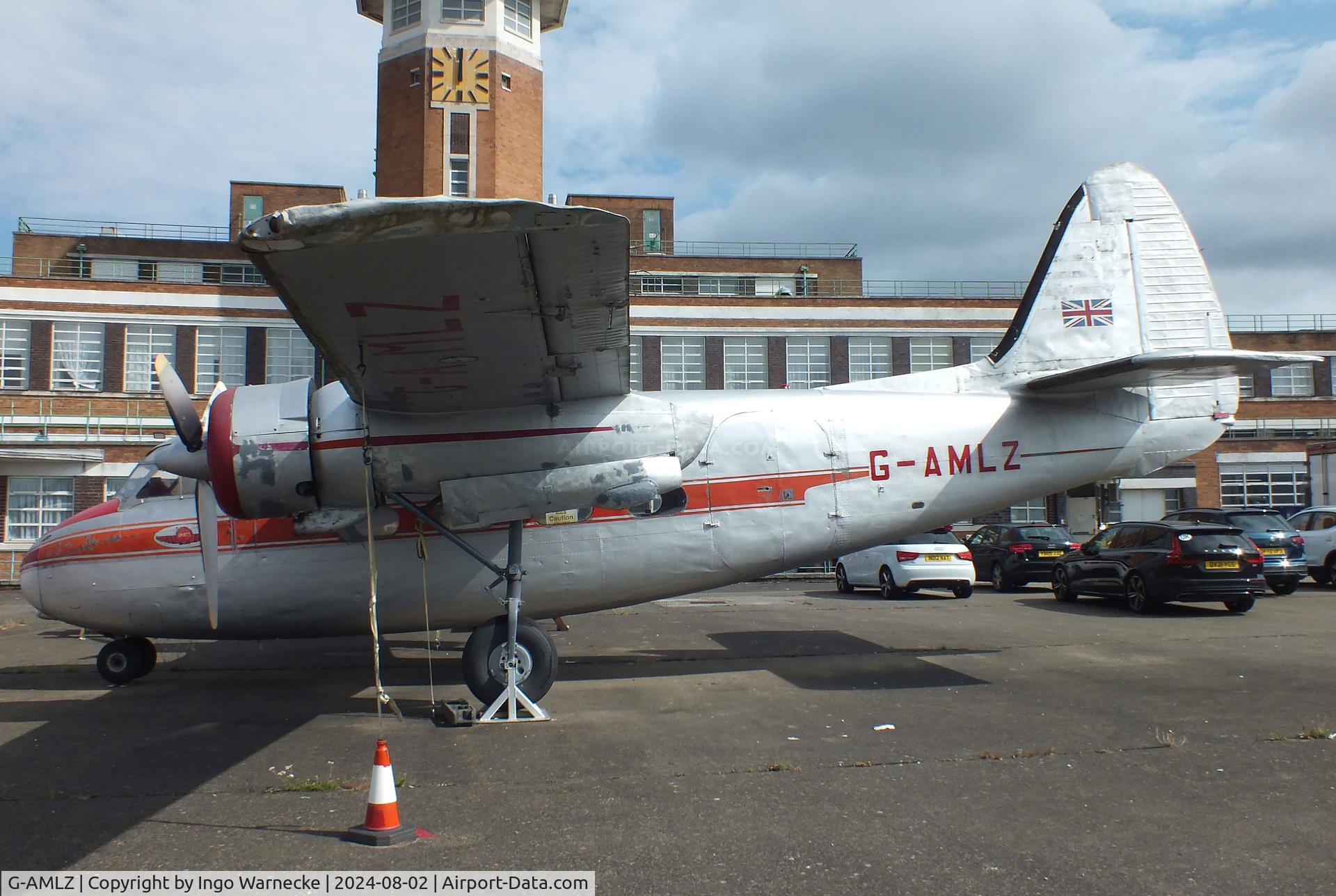 G-AMLZ, Percival P-50 Prince 6E C/N P50-46, Percival P.50 Prince 6E at the Speke Aerodrome Heritage Group Collection, behind the old terminal of Speke Airport, Liverpool