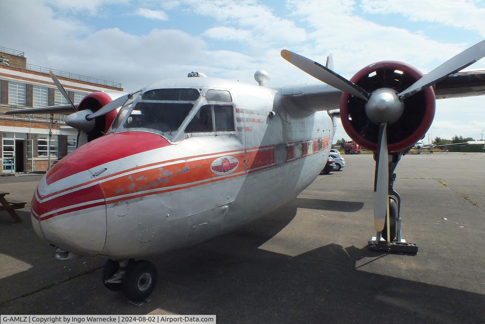 G-AMLZ, Percival P-50 Prince 6E C/N P50-46, Percival P.50 Prince 6E at the Speke Aerodrome Heritage Group Collection, behind the old terminal of Speke Airport, Liverpool