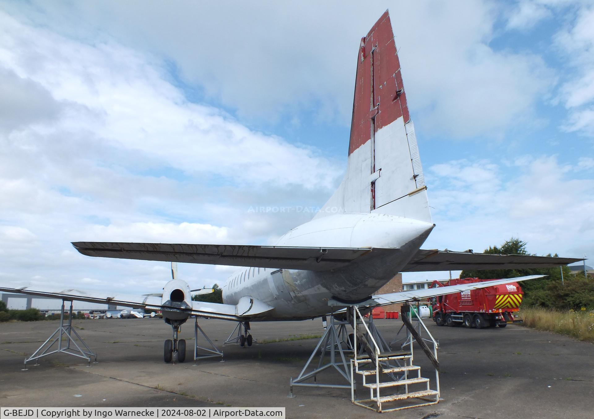 G-BEJD, 1961 Hawker Siddeley 748-105 Sr 1 C/N 1543, Hawker Siddeley 748-105 Srs1 being restored at the Speke Aerodrome Heritage Group Collection, behind the old terminal of Speke Airport, Liverpool