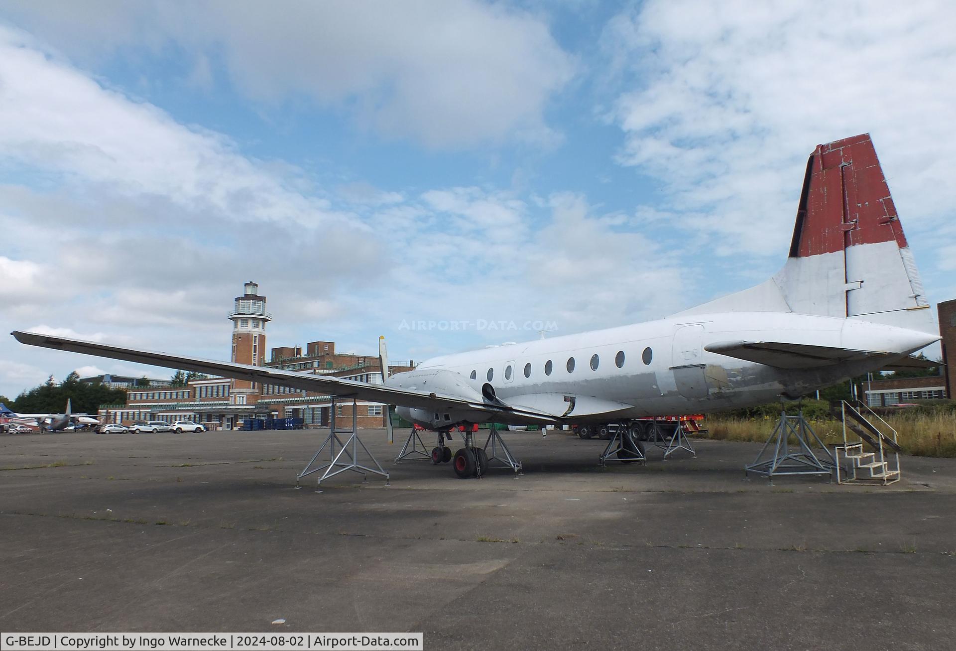 G-BEJD, 1961 Hawker Siddeley 748-105 Sr 1 C/N 1543, Hawker Siddeley 748-105 Srs1 being restored at the Speke Aerodrome Heritage Group Collection, behind the old terminal of Speke Airport, Liverpool