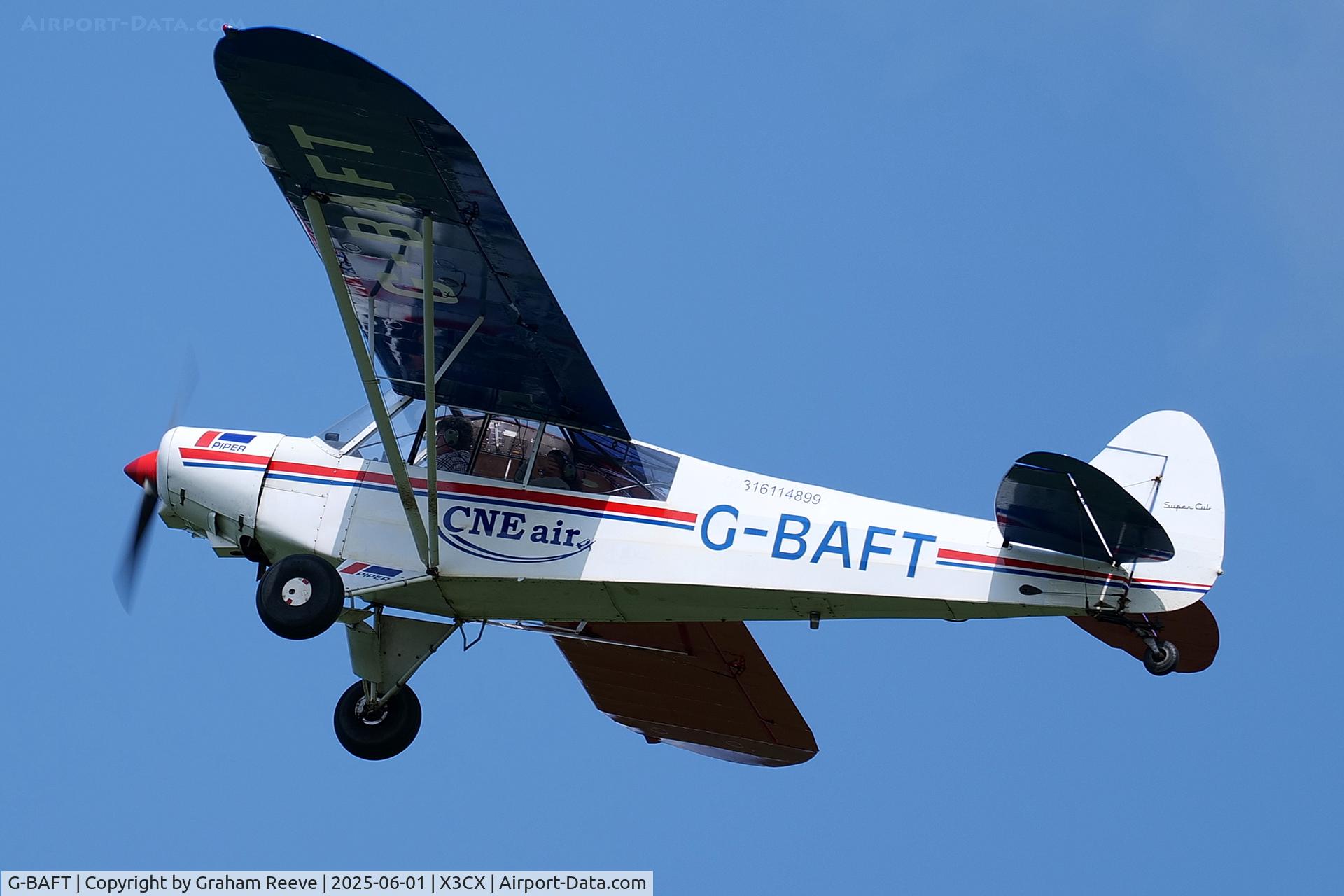 G-BAFT, 1957 Piper L-21B Super Cub (PA-18-135) C/N 18-5340, Departing from Northrepps.