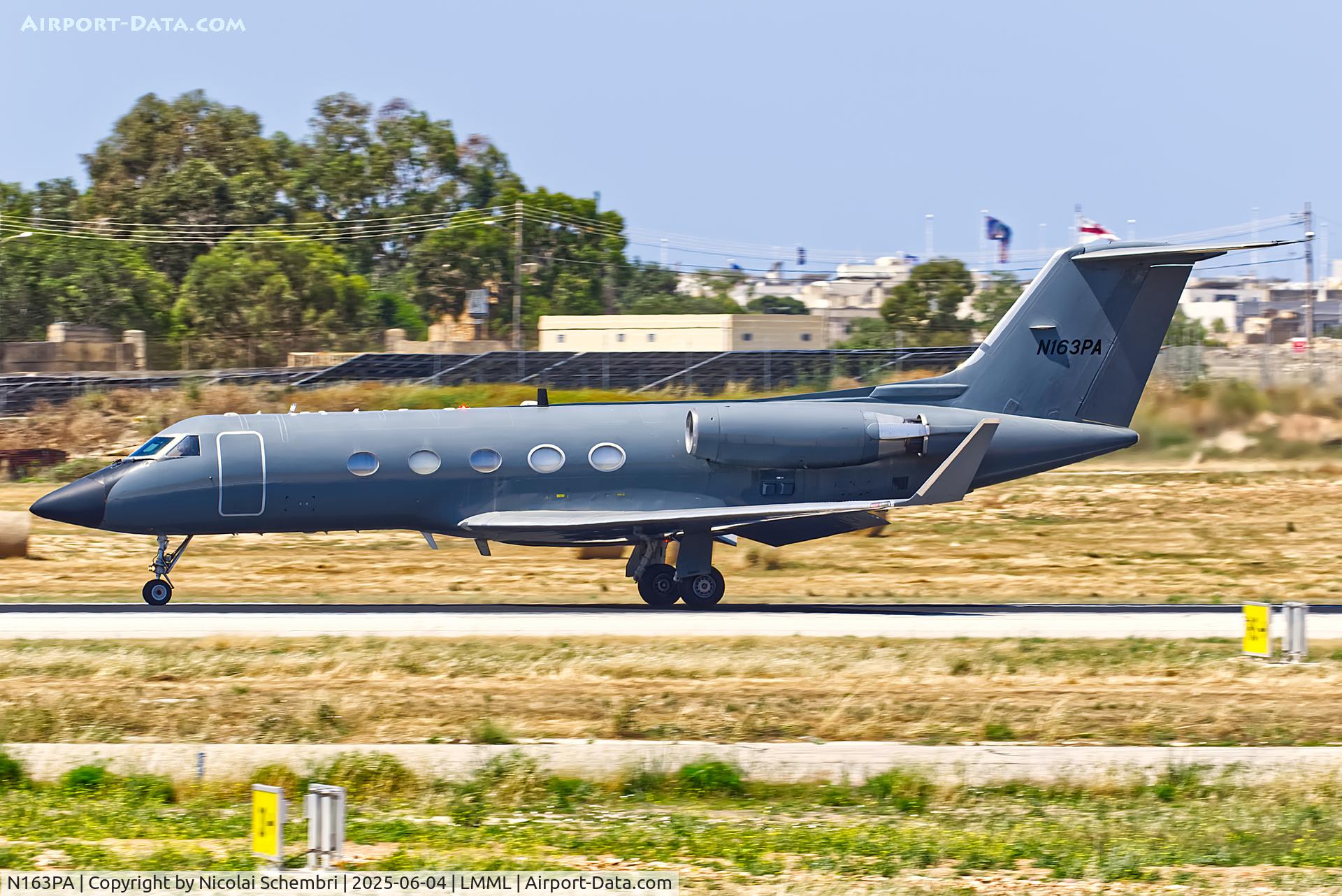 N163PA, 1982 Gulfstream Aerospace G-1159A Gulfstream III C/N 249, Departing from runway 13 at LMML.