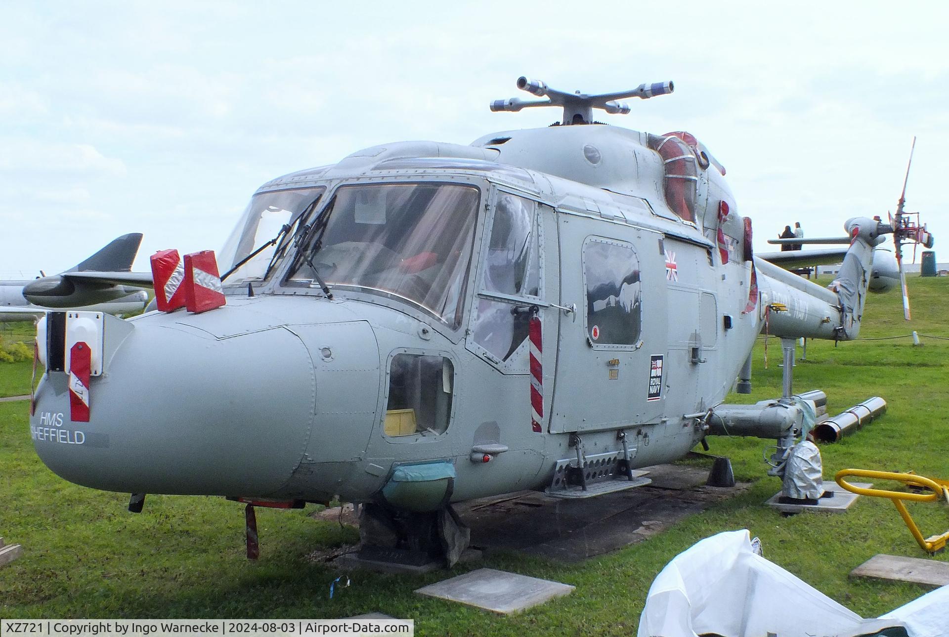 XZ721, 1980 Westland Lynx HAS.3 C/N 176, Westland Lynx HAS3 (minus rotor blades) at the East Midlands Aeropark, Castle Donington