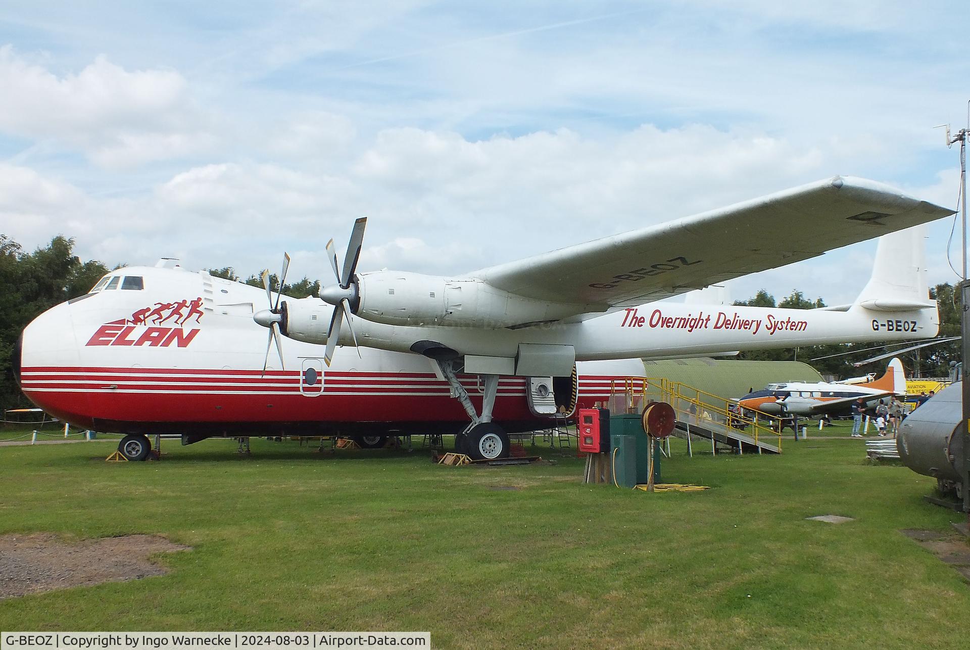 G-BEOZ, 1960 Armstrong Whitworth AW650 Argosy 101 C/N 6660, Armstrong Whitworth AW.650 Argosy 101 at the East Midlands Aeropark, Castle Donington