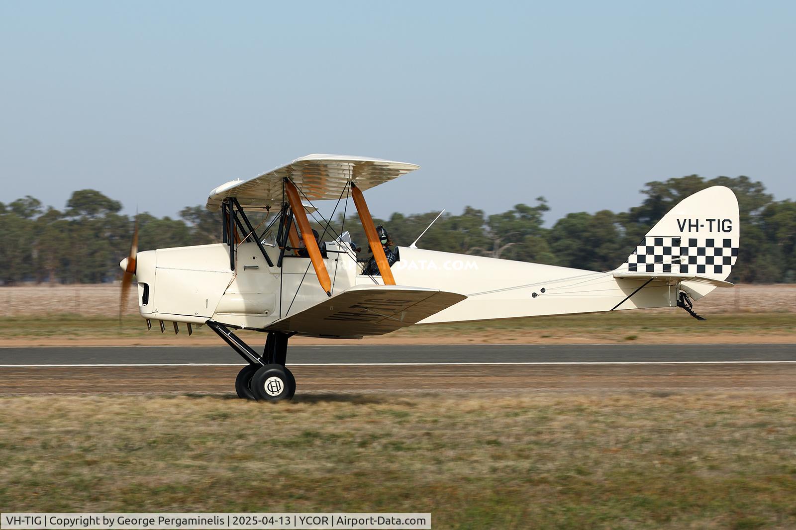 VH-TIG, 1942 De Havilland Australia DH-82A Tiger Moth C/N DHA466, Antique Aeroplane Association of Australia National Fly-in 2025.