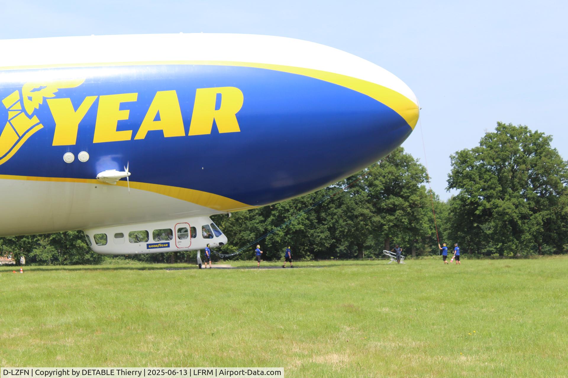 D-LZFN, 1997 Zeppelin LZ N07-100 C/N 001, The ZEPPELIN NT07 for GOODYEAR, 24H Le Mans 2025. The airship is based for the race in a field at RUAUDIN.