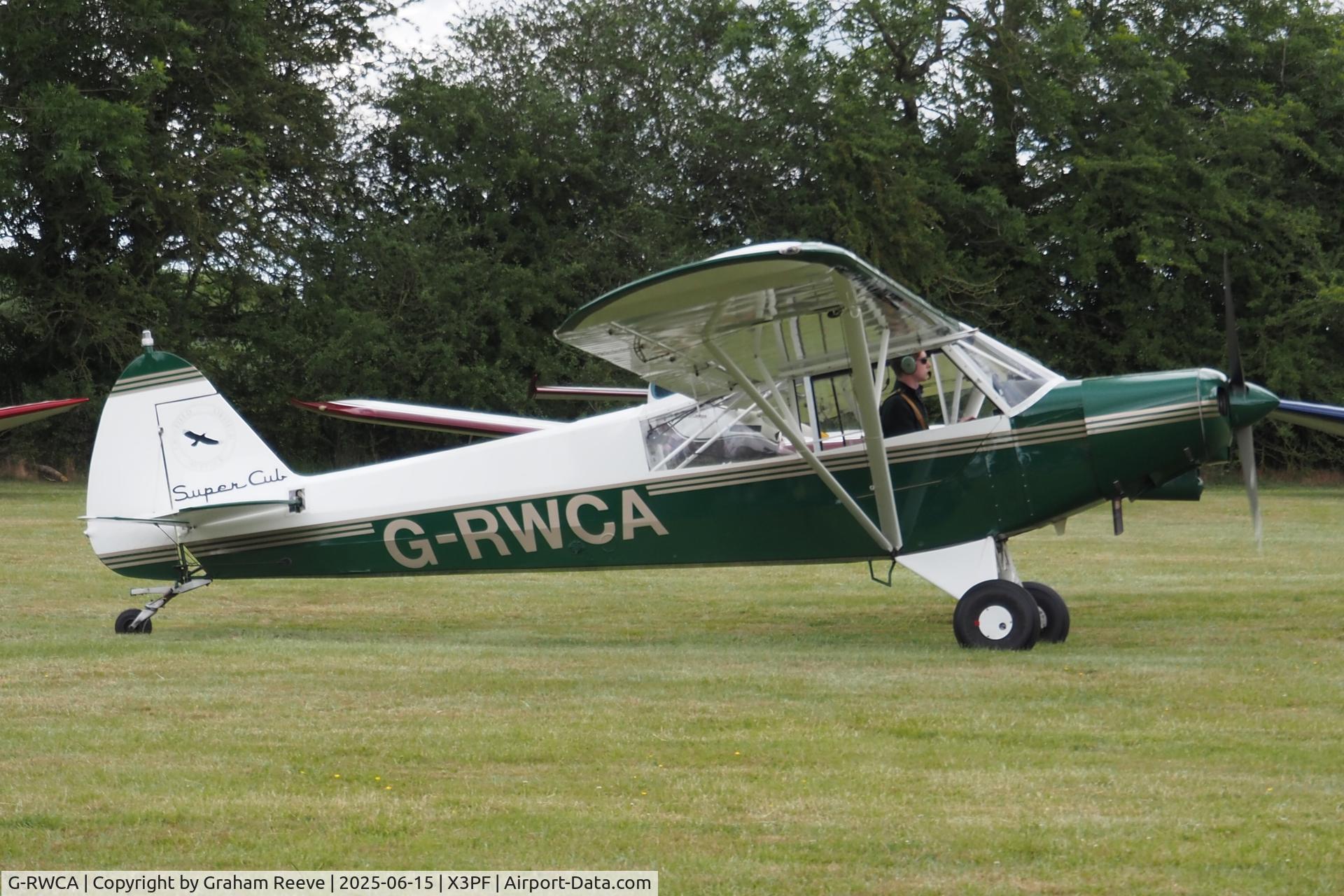 G-RWCA, 1982 Piper PA-18-150 Super Cub C/N 18-8309010, Just landed at Priory Farm.