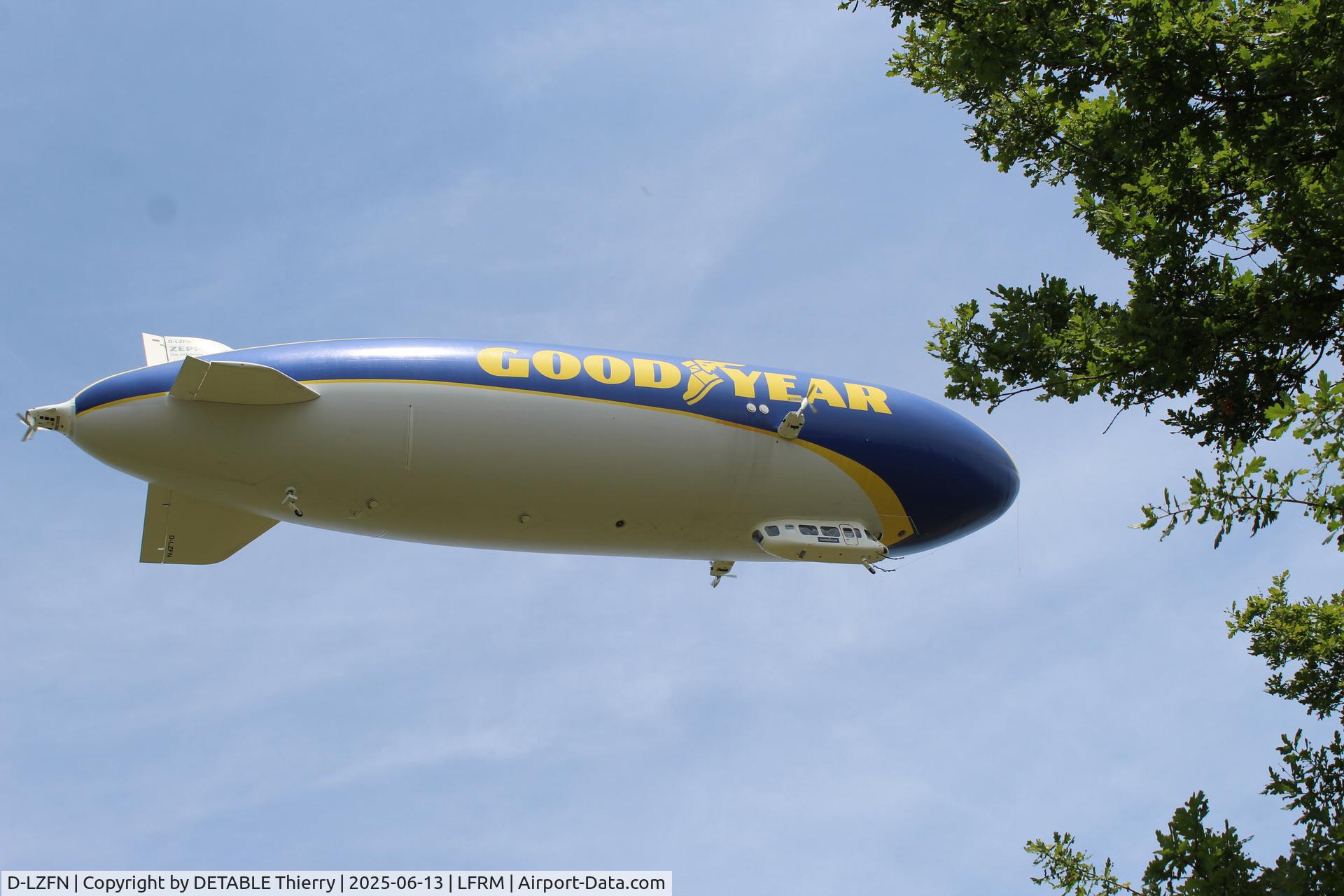 D-LZFN, 1997 Zeppelin LZ N07-100 C/N 001, The ZEPPELIN NT07 for GOODYEAR, 24H Le Mans 2025. The airship is based for the race in a field at RUAUDIN.