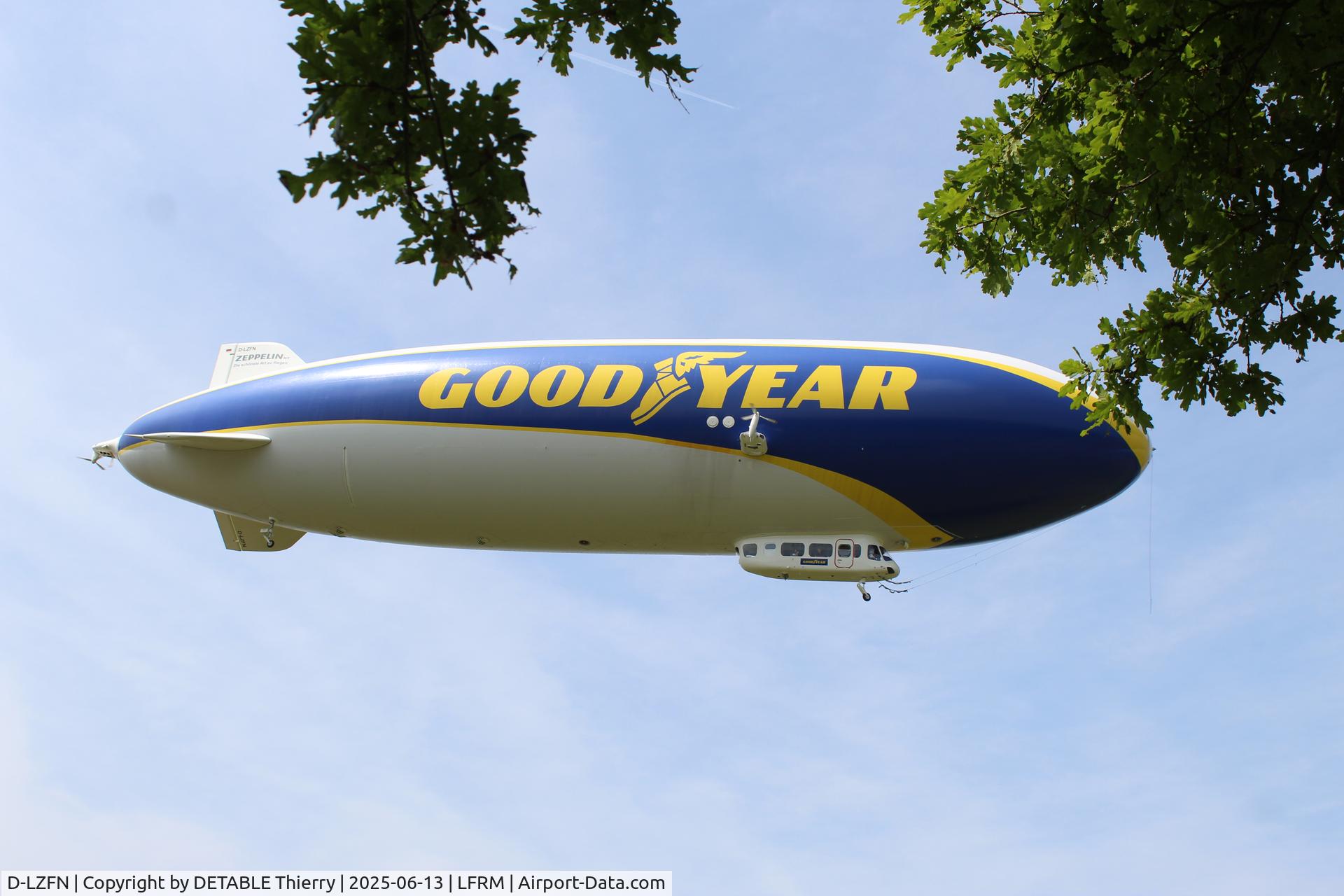 D-LZFN, 1997 Zeppelin LZ N07-100 C/N 001, The ZEPPELIN NT07 for GOODYEAR, 24H Le Mans 2025. The airship is based for the race in a field at RUAUDIN.