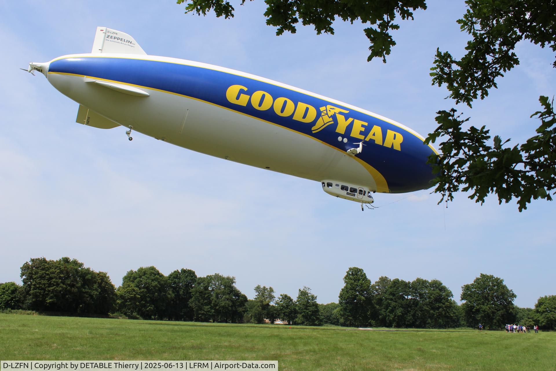 D-LZFN, 1997 Zeppelin LZ N07-100 C/N 001, The ZEPPELIN NT07 for GOODYEAR, 24H Le Mans 2025. The airship is based for the race in a field at RUAUDIN.