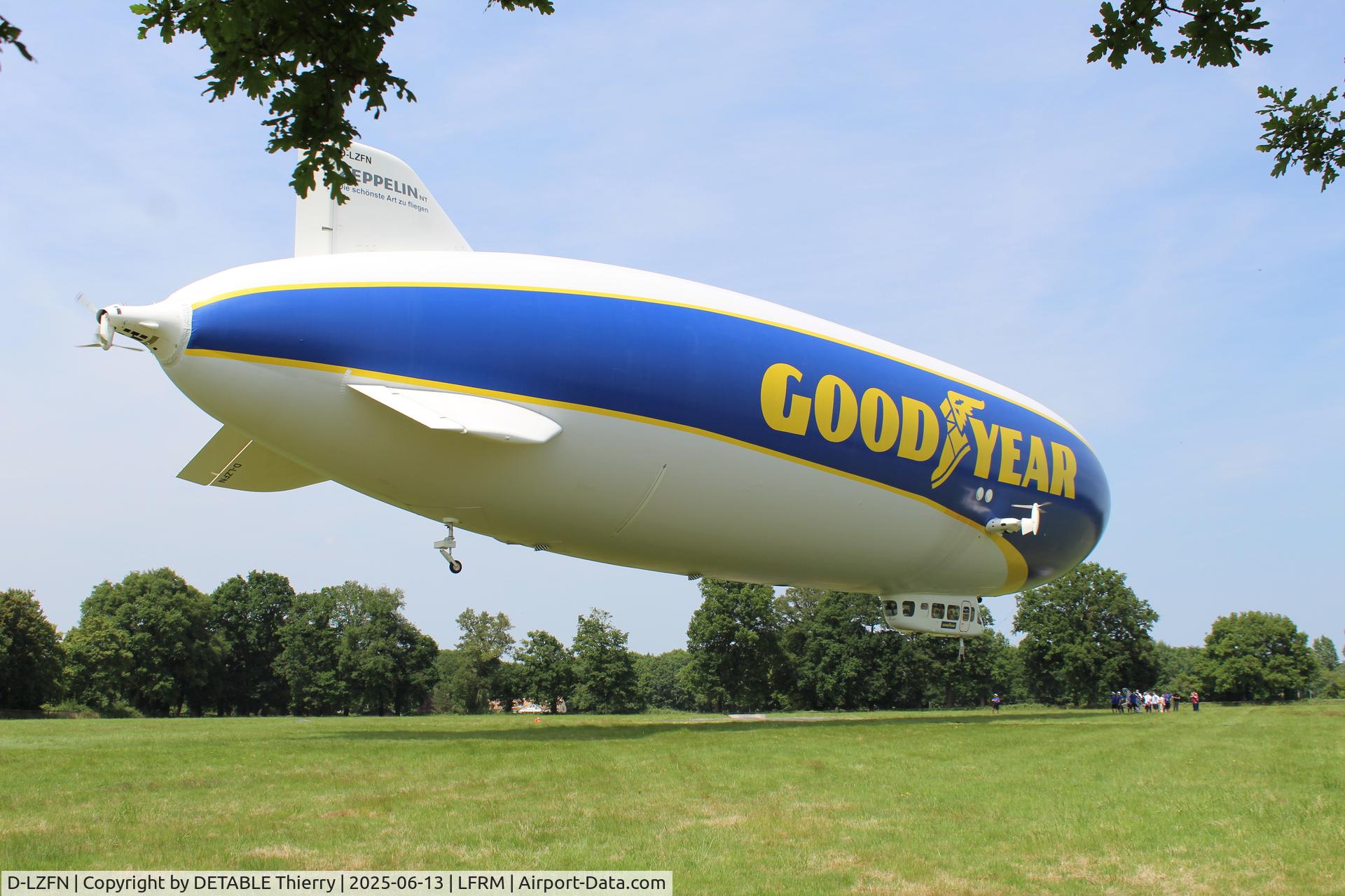 D-LZFN, 1997 Zeppelin LZ N07-100 C/N 001, The ZEPPELIN NT07 for GOODYEAR, 24H Le Mans 2025. The airship is based for the race in a field at RUAUDIN.