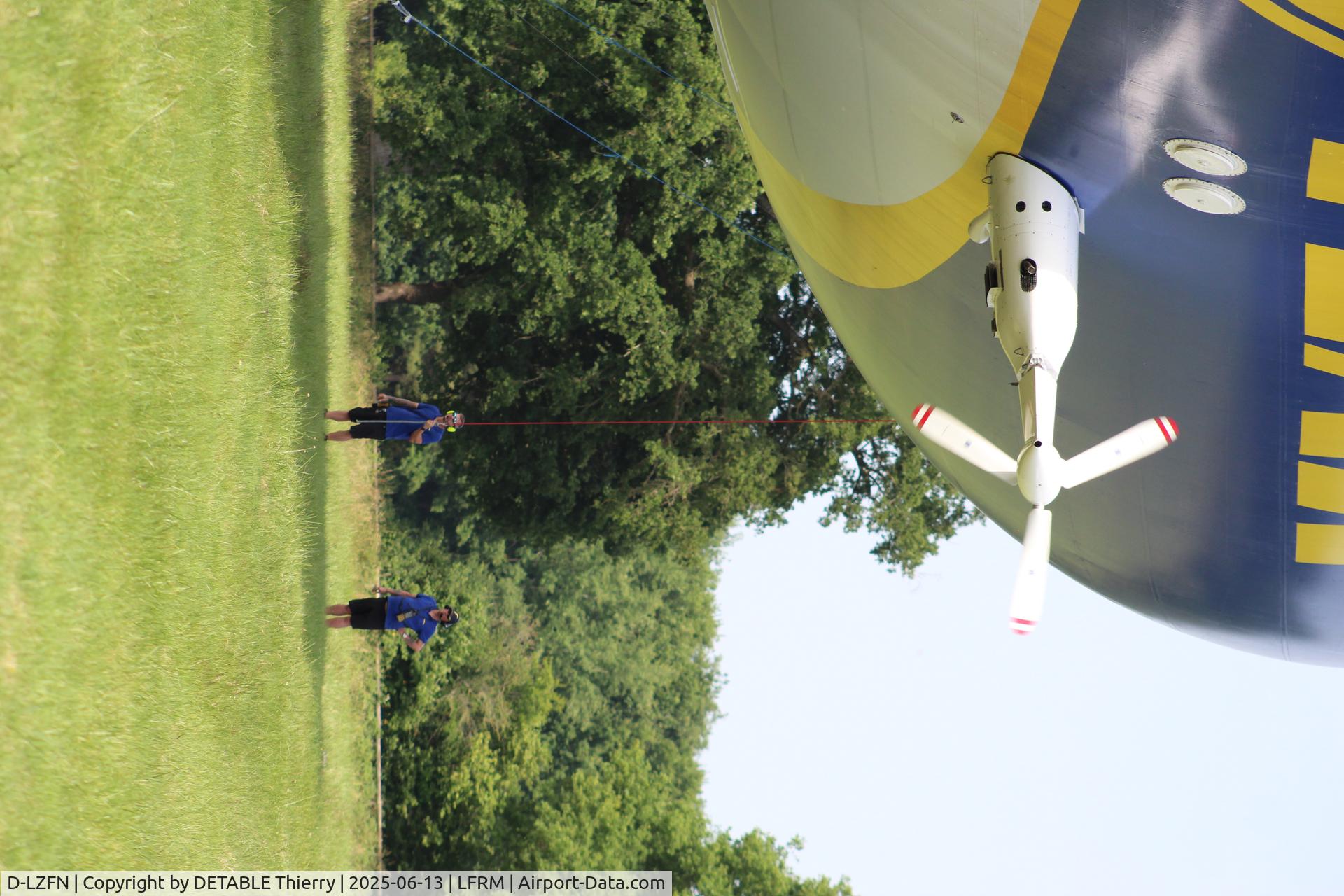 D-LZFN, 1997 Zeppelin LZ N07-100 C/N 001, The ZEPPELIN NT07 for GOODYEAR, 24H Le Mans 2025. The airship is based for the race in a field at RUAUDIN.