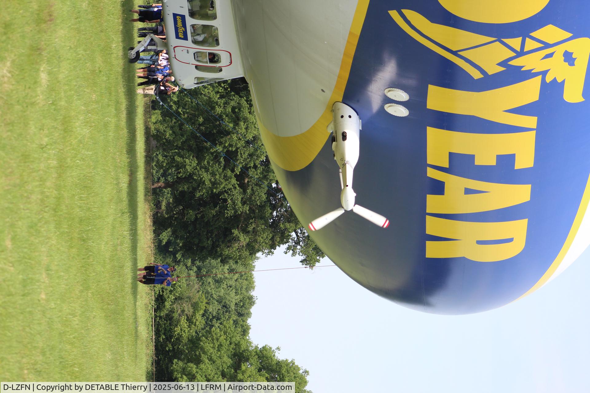 D-LZFN, 1997 Zeppelin LZ N07-100 C/N 001, The ZEPPELIN NT07 for GOODYEAR, 24H Le Mans 2025. The airship is based for the race in a field at RUAUDIN.
