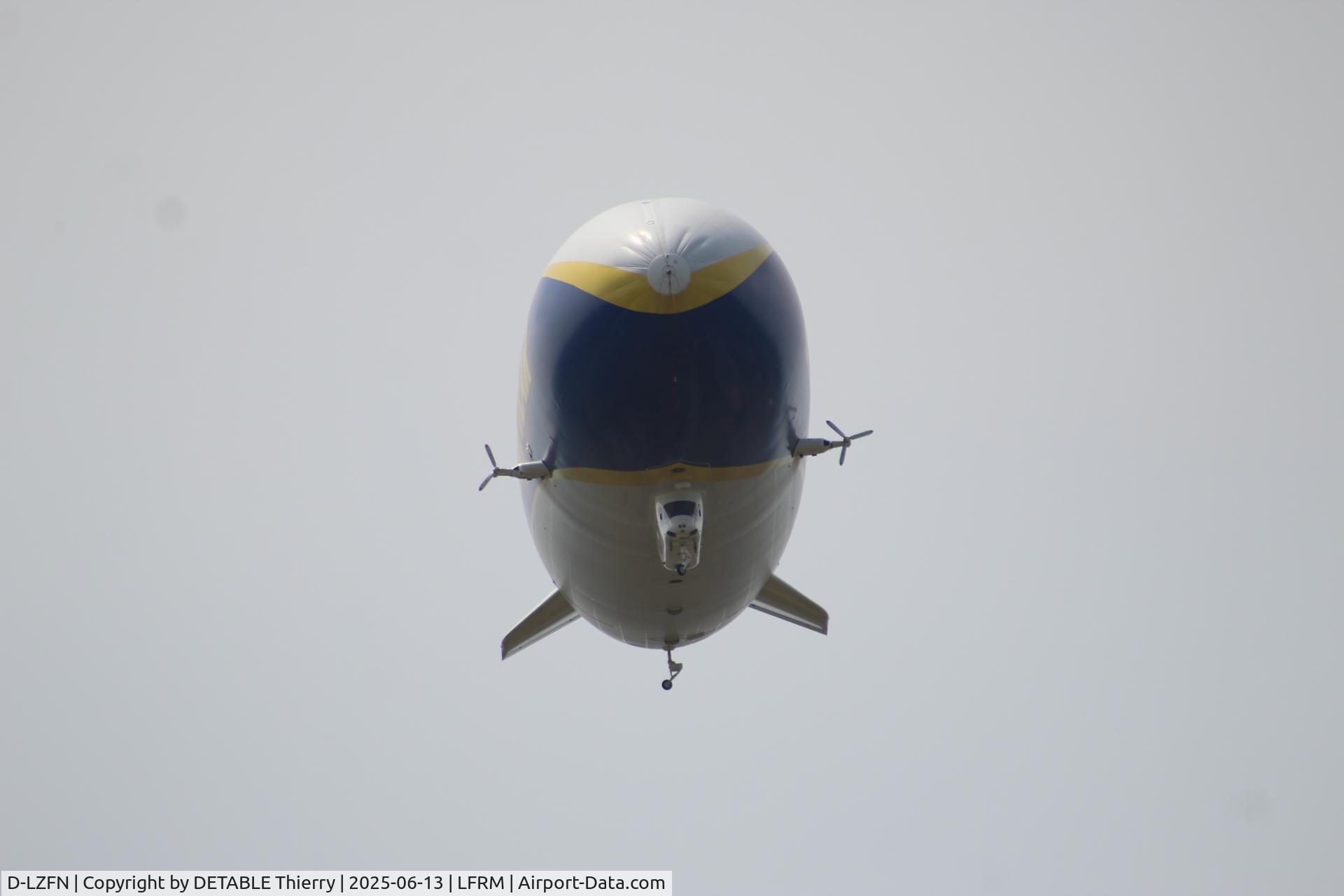 D-LZFN, 1997 Zeppelin LZ N07-100 C/N 001, The ZEPPELIN NT07 for GOODYEAR, 24H Le Mans 2025. The airship is based for the race in a field at RUAUDIN.