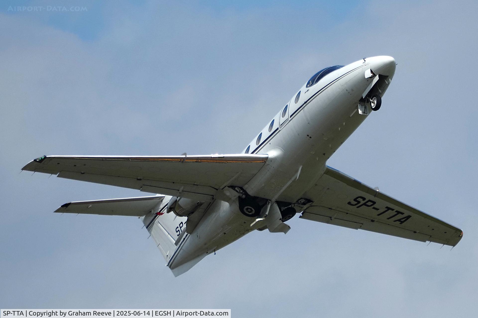 SP-TTA, 2010 Hawker Beechcraft 400A Beechjet C/N RK-598, Departing from Norwich.