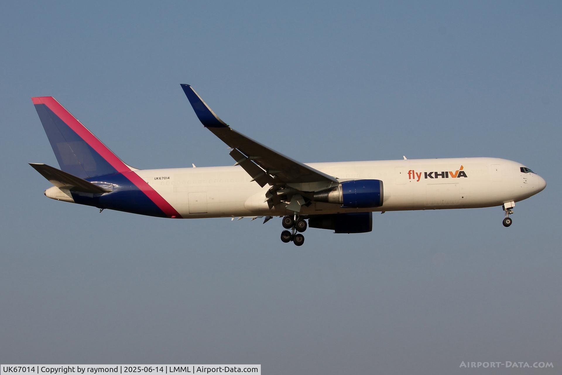 UK67014, Boeing 767-304/ER (BCF) C/N 28883, First appearance in Malta for this Boeing 767-304/ER(BCF) of Fly Khiva, seen landing on RW31.