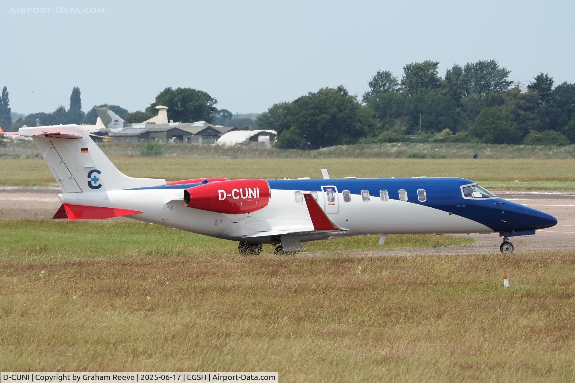 D-CUNI, 2006 Learjet 45 C/N 45-308, Departing from Norwich.