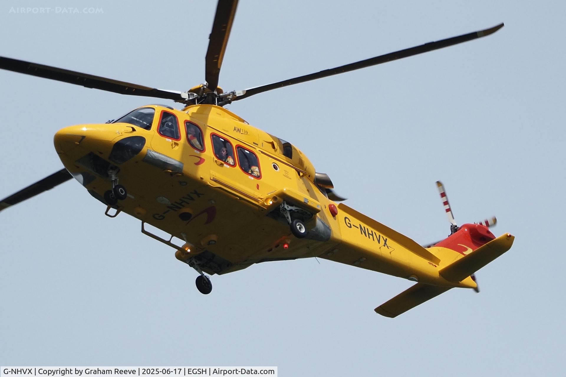 G-NHVX, 2012 AgustaWestland AW-139 C/N 31386, Landing at Norwich.