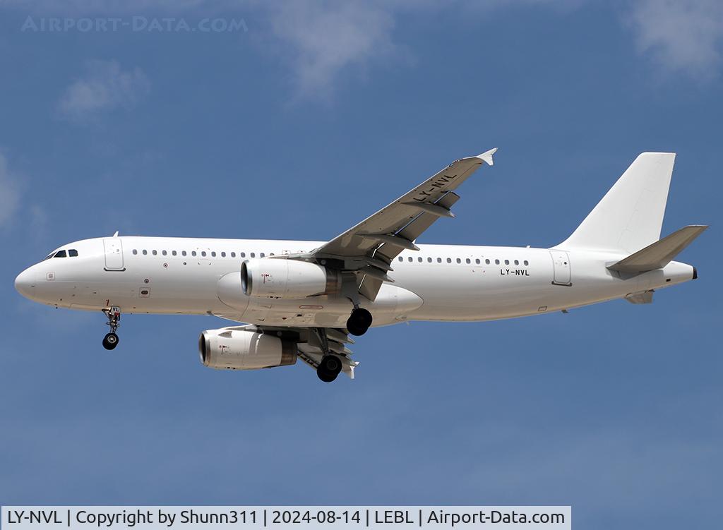 LY-NVL, 2011 Airbus A320-232 C/N 4683, Landing rwy 24R in all white c/s without titles... Vueling Airlines summer lease