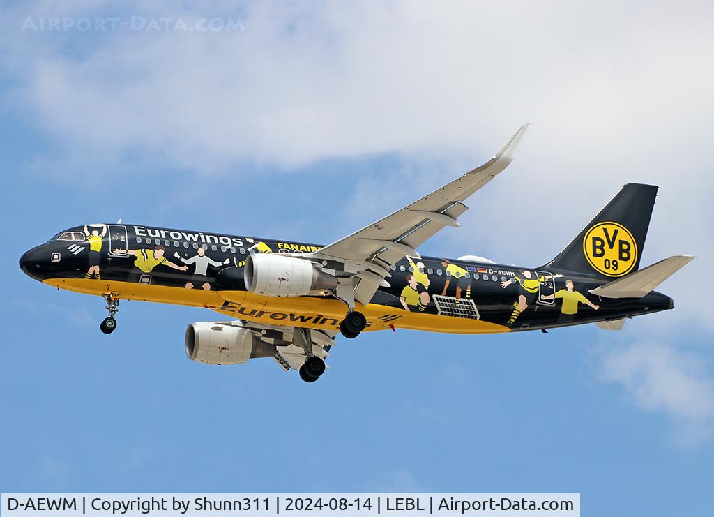 D-AEWM, 2016 Airbus A320-214 C/N 7259, Landing rwy 24R in Borussia Dortmund c/s