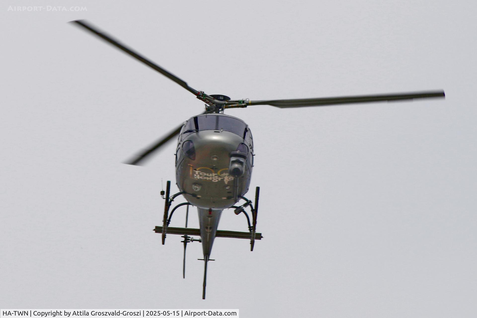 HA-TWN, 1997 Aerospatiale AS-355F-2 Ecureuil 2 C/N 5614, In the airspace of Veszprém city, Hungary. The Tour de Hongrie, TV broadcast helicopter