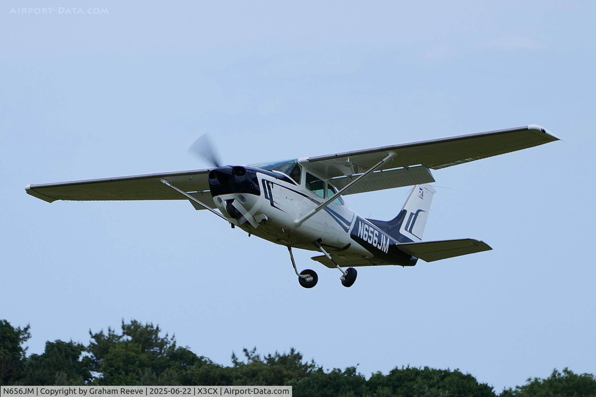 N656JM, 1980 Reims FR182 C/N FR182-00049, Departing from Northrepps.