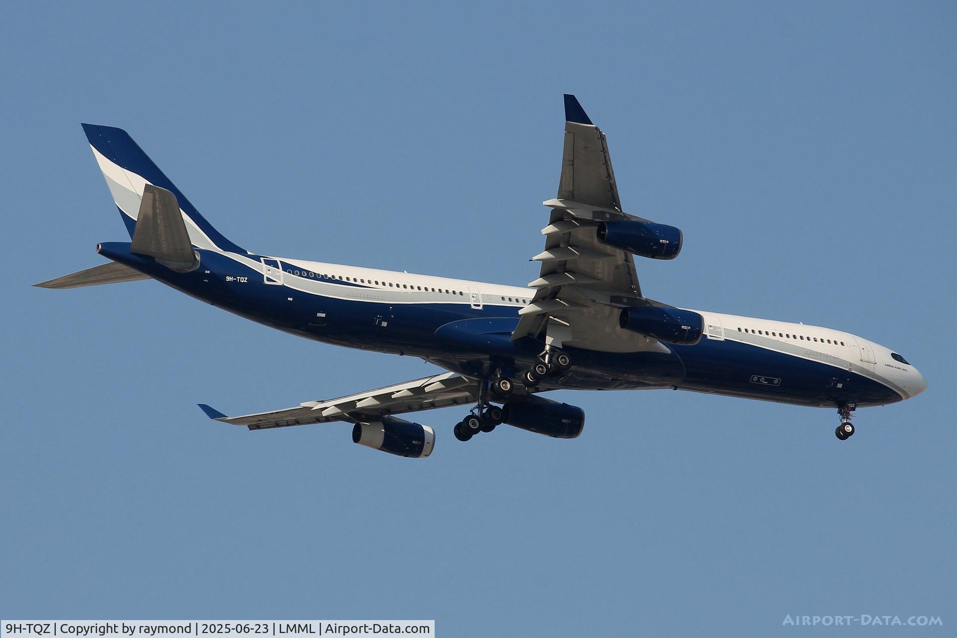 9H-TQZ, 1997 Airbus A340-313X C/N 202, HiFly Malta Airbus A340-313 reg 9H-TQZ on final approach to RW13 landing in Malta.