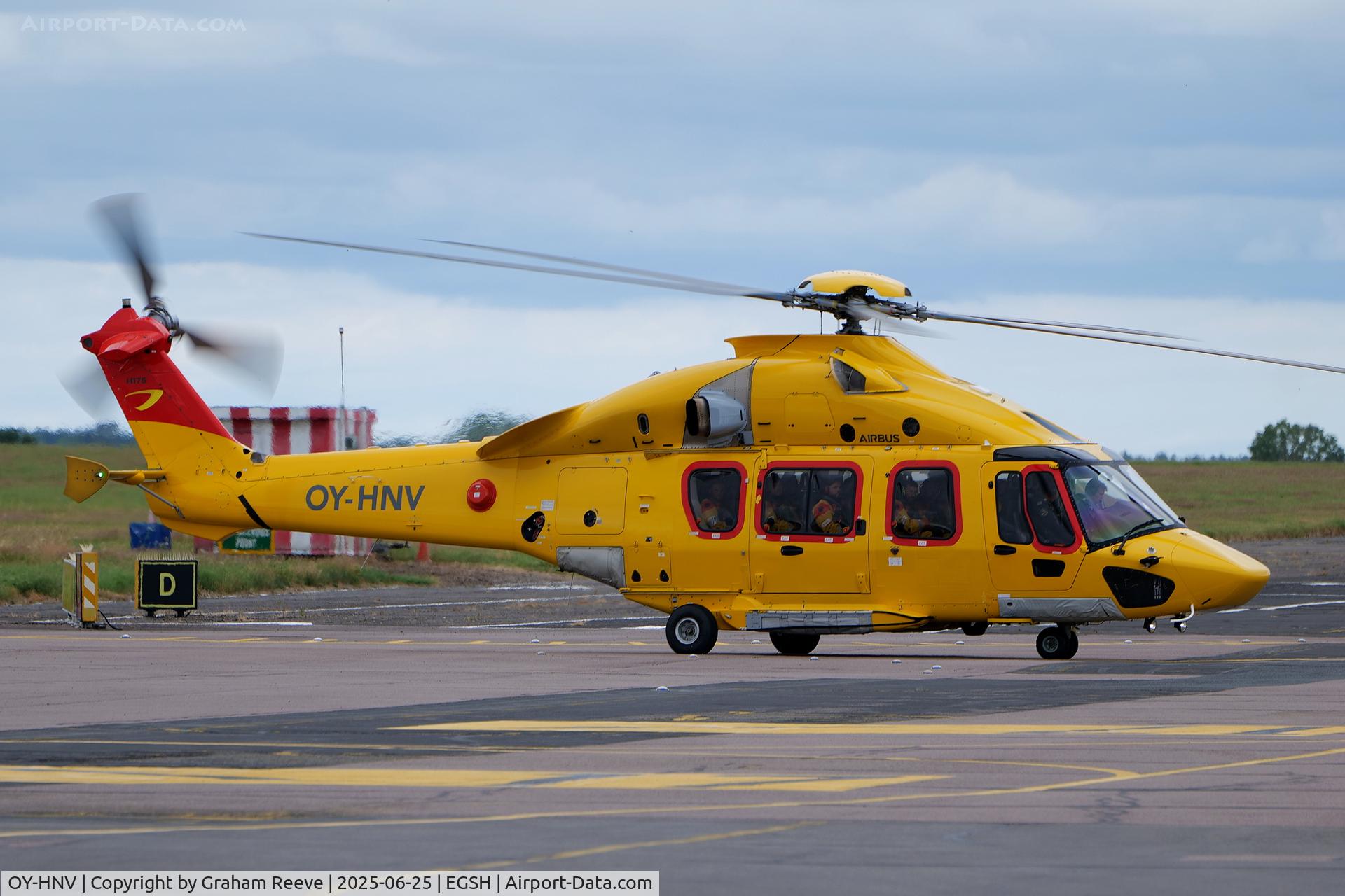 OY-HNV, 2017 Airbus H175 C/N 5017, Departing from Norwich.