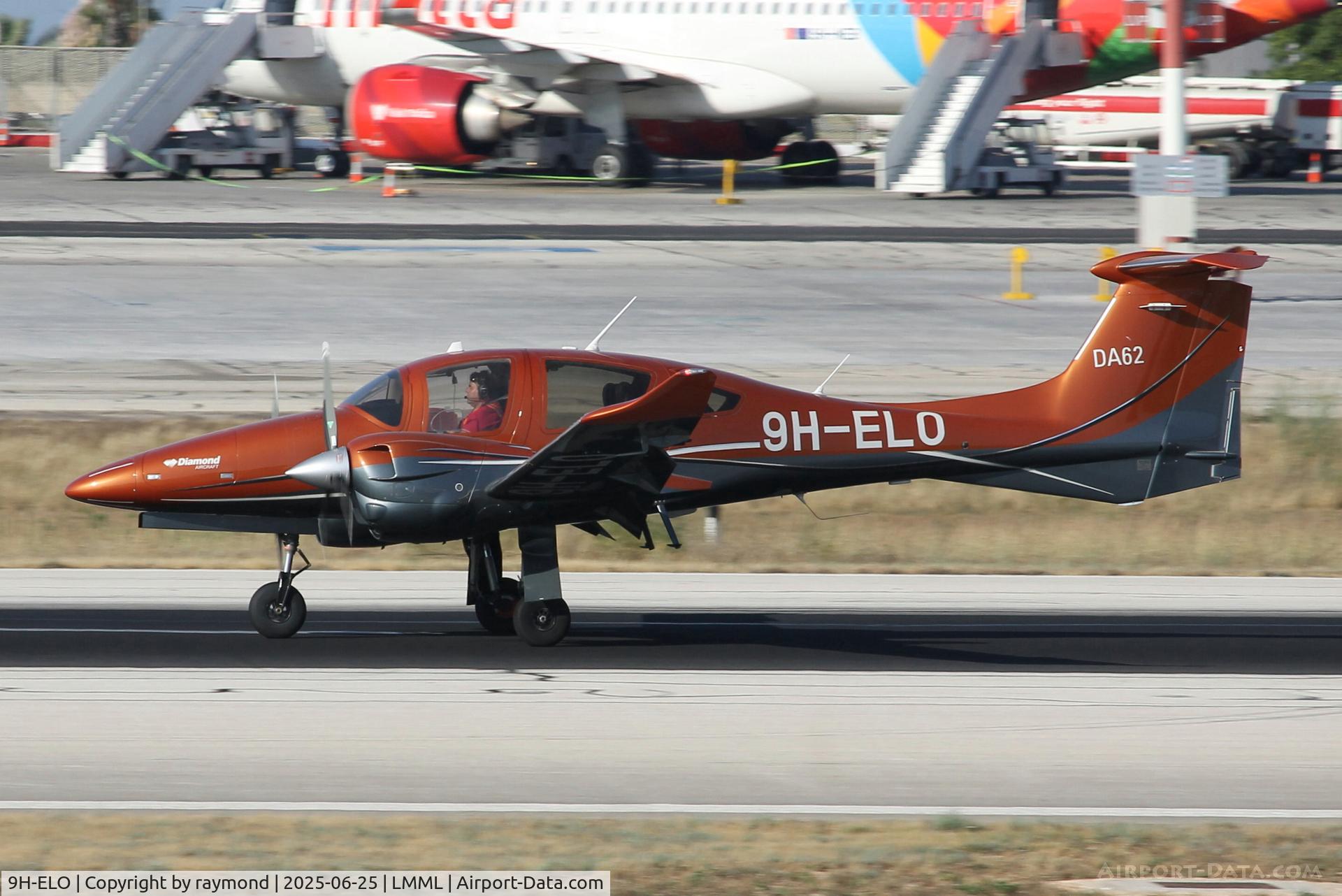 9H-ELO, Diamond Aircraft 62 C/N 62.195, Diamond Aircraft 62 reg 9H-ELO down the runway after landing in Malta.