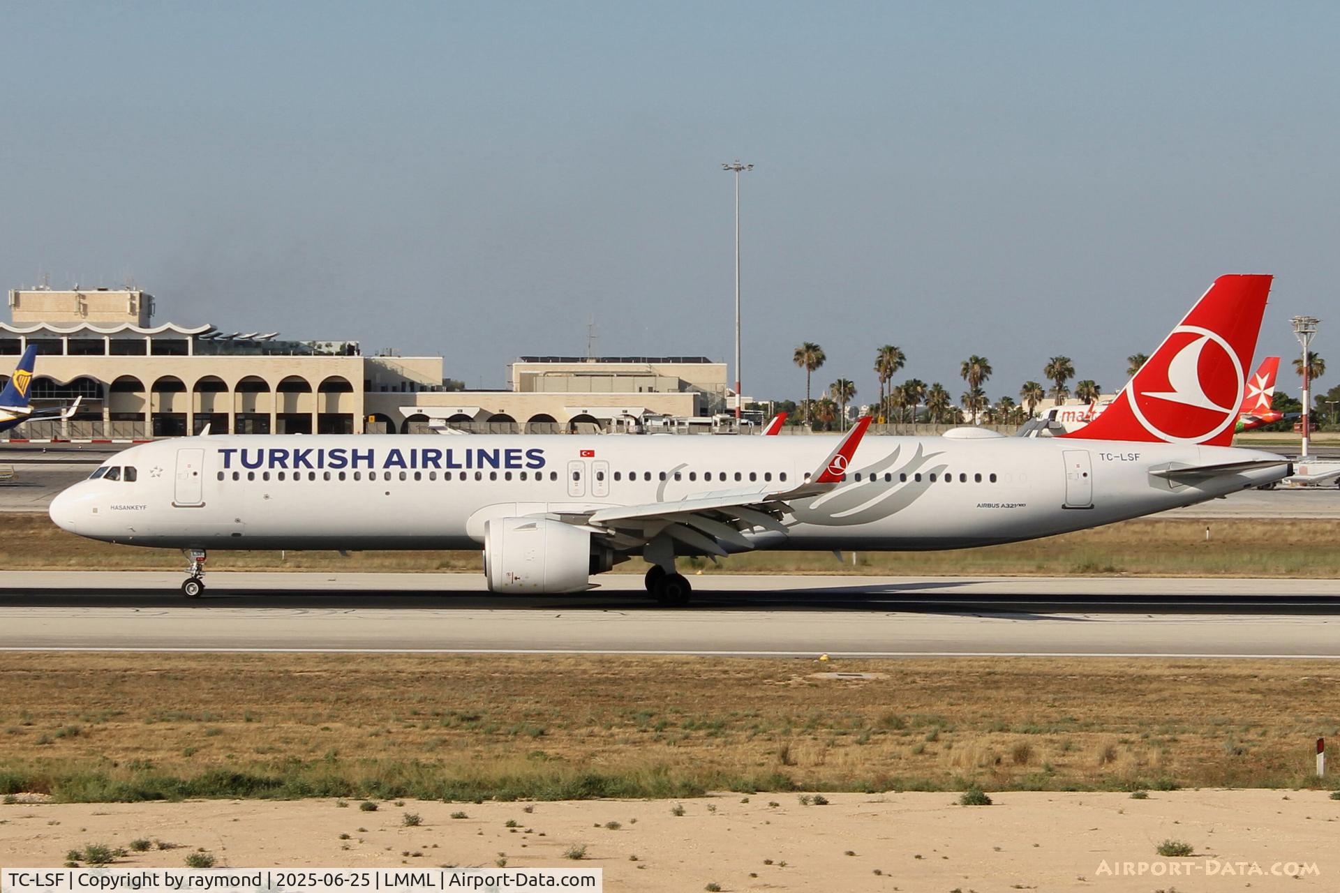 TC-LSF, 2019 Airbus A321-271NX C/N 8740, Airbus A321-271NX reg TC-LSF of Turkish Airlines on the main runway in Malta.