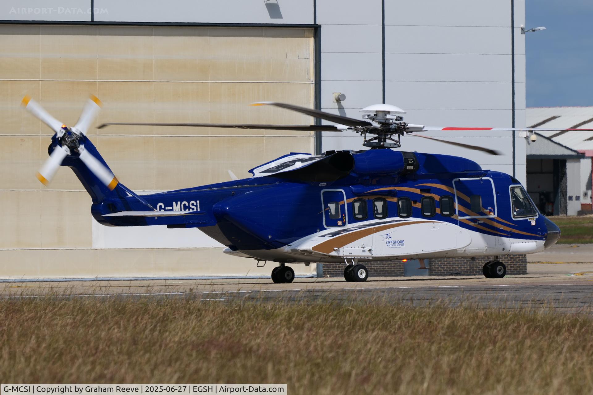 G-MCSI, 2017 Sikorsky S-92A C/N 920304, Departing from Norwich.