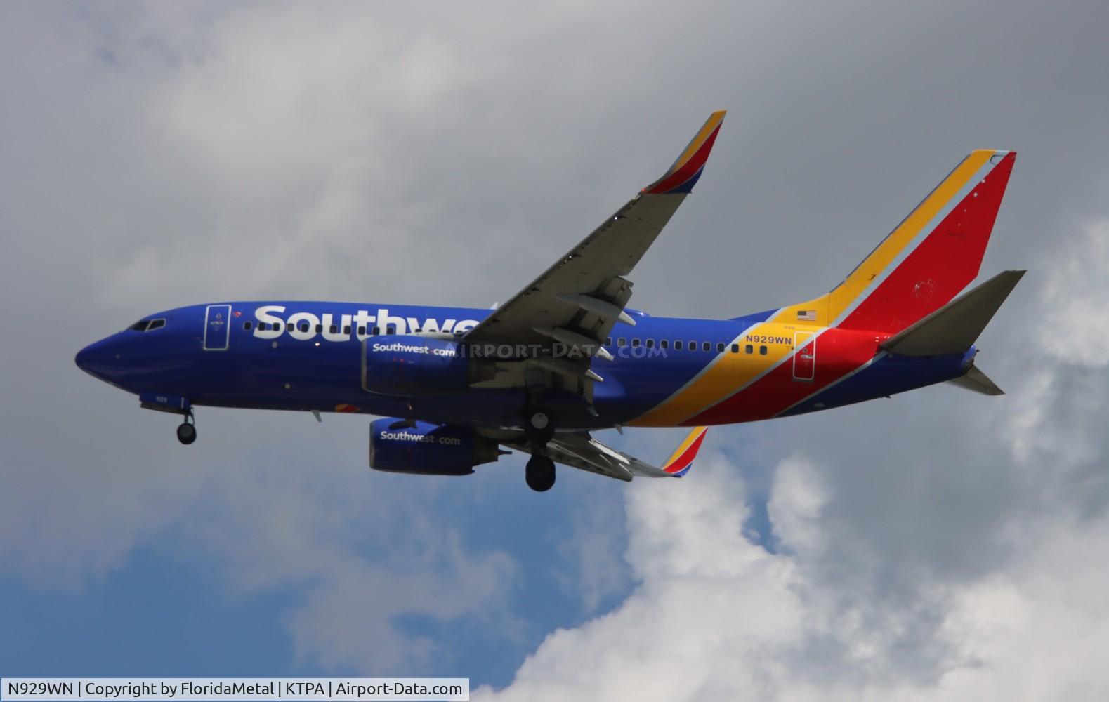 N929WN, 2008 Boeing 737-7H4 C/N 36631, SWA 737 zx mdw-tpa