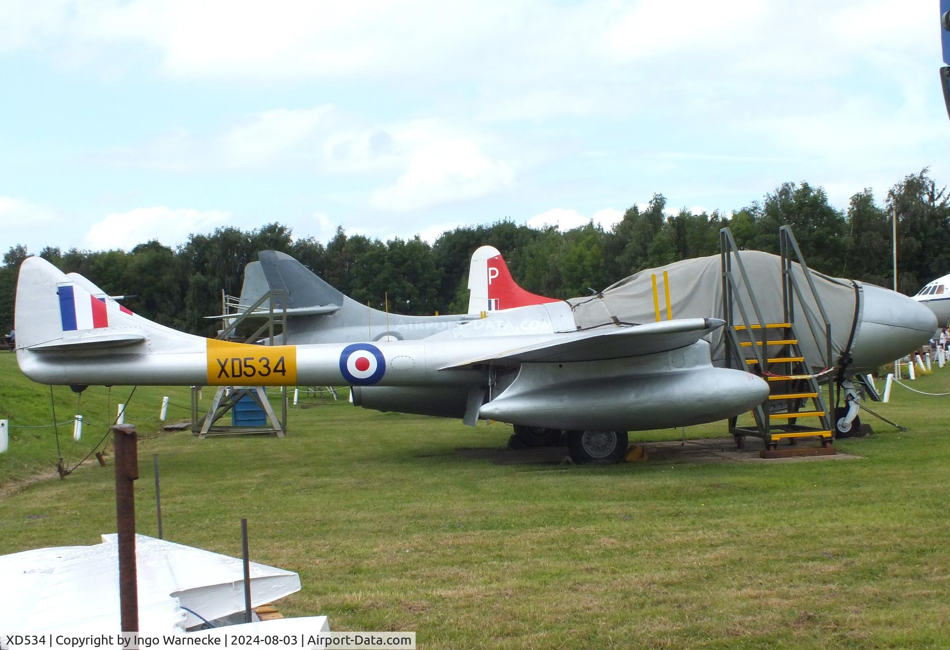 XD534, 1954 De Havilland Vampire T11 C/N 15279, De Havilland D.H.115 Vampire T11 at the East Midlands Aeropark, Castle Donington